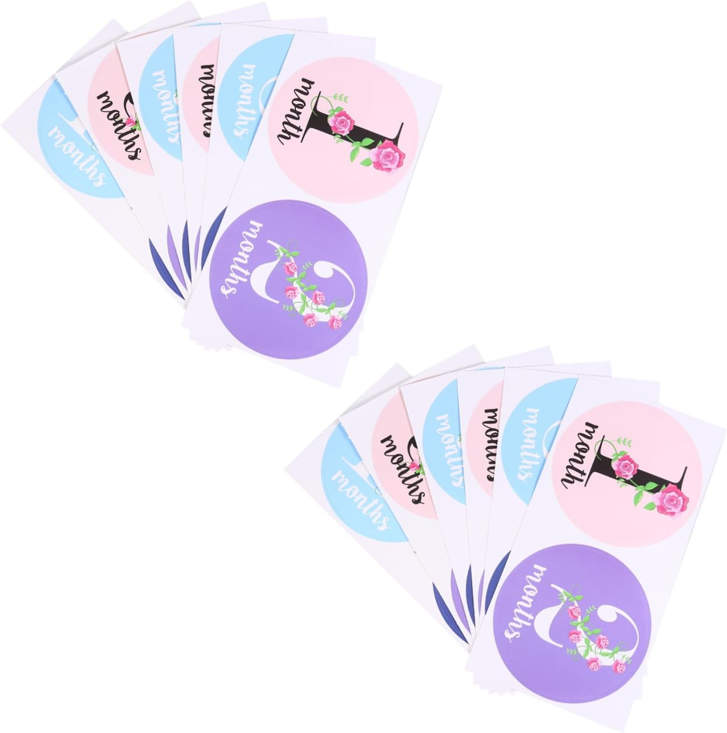 Shower 24Pcs Flower Month Stickers Baby Toys Newborn Baby Scrapbook Sticker Self Adhesive Label Stickers Baby Milestone Sticker Doll Girls Old Paper Card Pregnant Woman Party image number 6