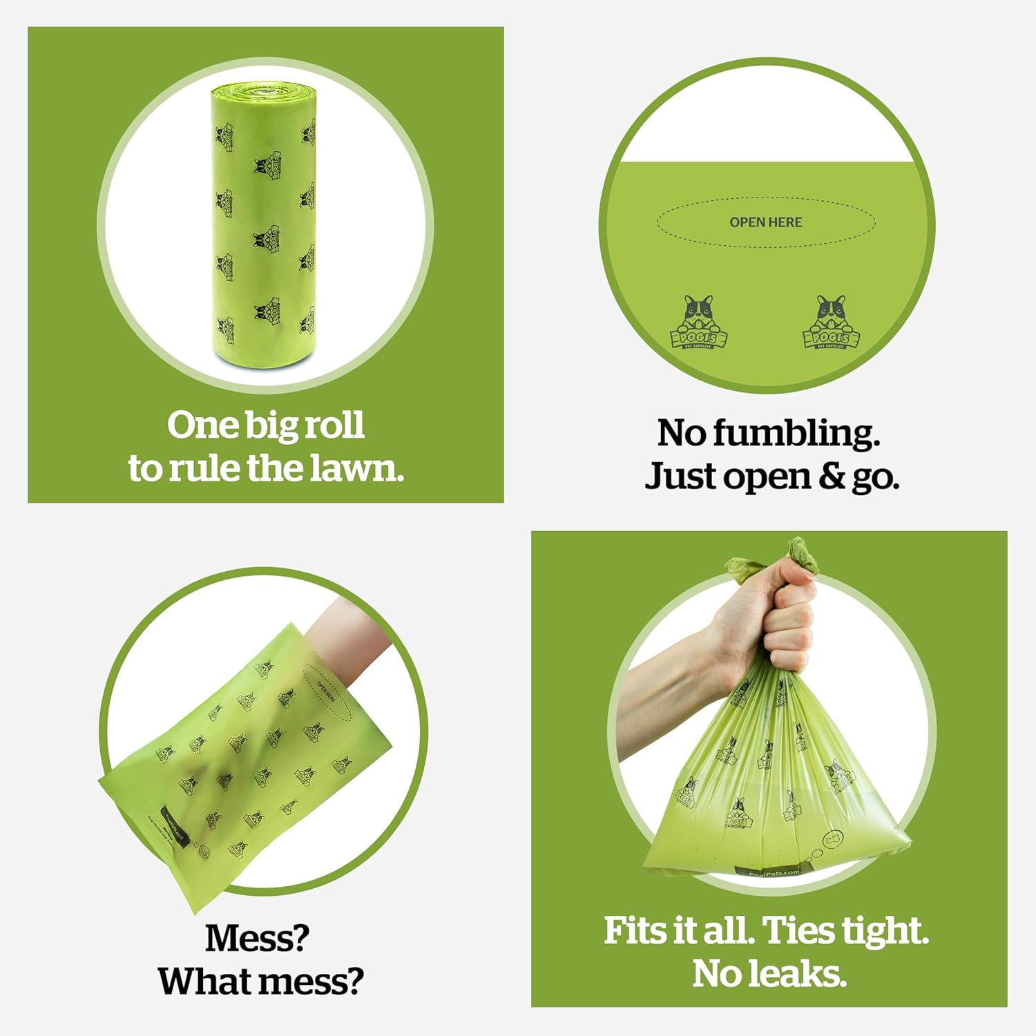 Pogi&rsquo;S Dog Poop Bags - 500 Unscented Doggie Poop Bags for Yards - Leak-Proof Dog Waste Bags - Ultra Thick, Extra Large Poop Bags for Dogs & Cats (Single Large Roll)