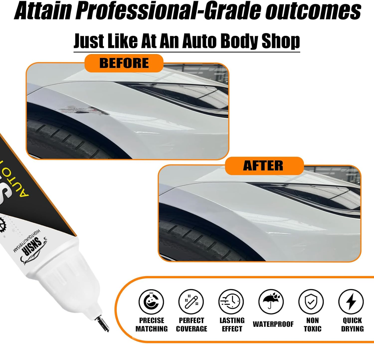 Car Touch up Paint(Pearl White Multi-Coat(Ppsw)) Compatible with Tesla Model Y/3/X/S, Car Paint Pen Scratch Repair Two-In-One Touch up Paint, Premium Car Scratch Remover for Deep Scratches image number 1