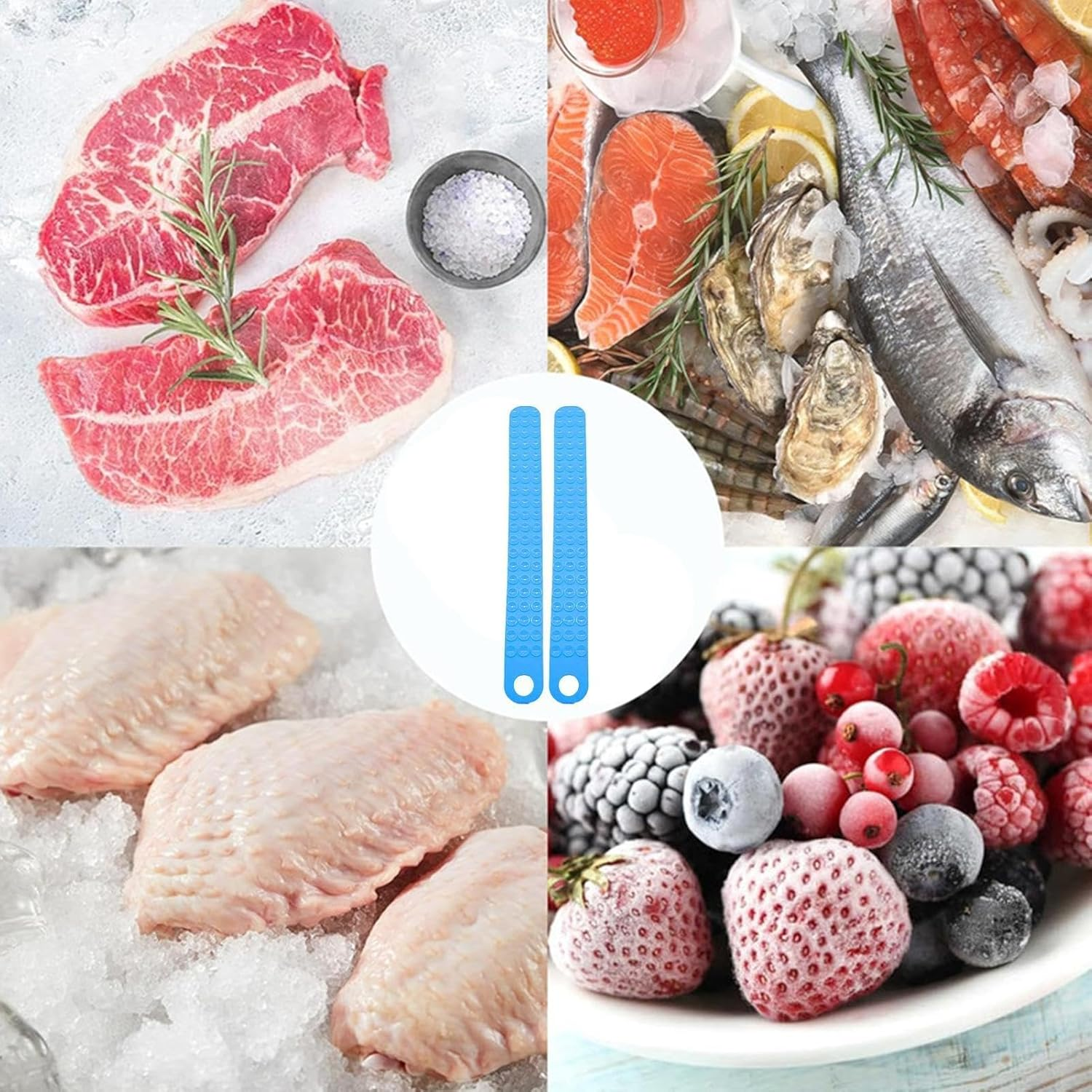Silicone Thaw Belt for Meat Frozen Food Rapid Defrosting Tray with Suction Straps Claw Holder Blue Pink Kitchen Tool Thaws in Minutes Sink Mat Thawer Plate Faster Defroster Gadgets for Steaks Chicken image number 6