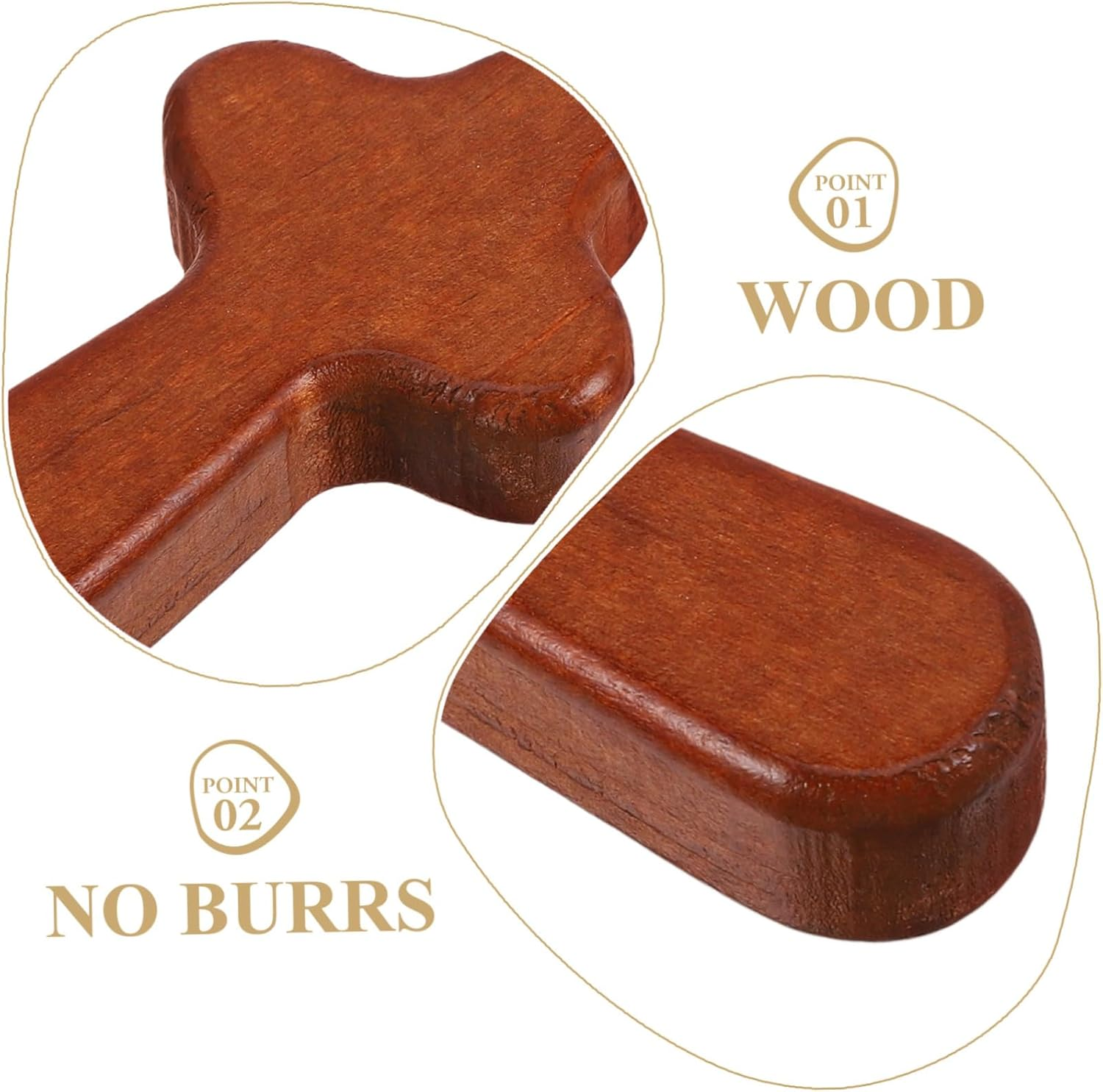 FUTUREORYY 3Pcs Small Hand Held Wooden Cross Portable Pocket Prayer Crosses for Comfort and Peace for Baptism First Communion Mother Day image number 3