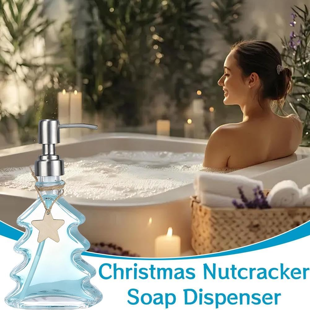Christmas Nutcracker Soap Dispenser, Acrylic Nutcracker Soap Dispenser, Clear Acrylic Nutcrackers Soaps Dispensers, for Holiday Bathroom and Home Kitchen Accessories, Decorative image number 3