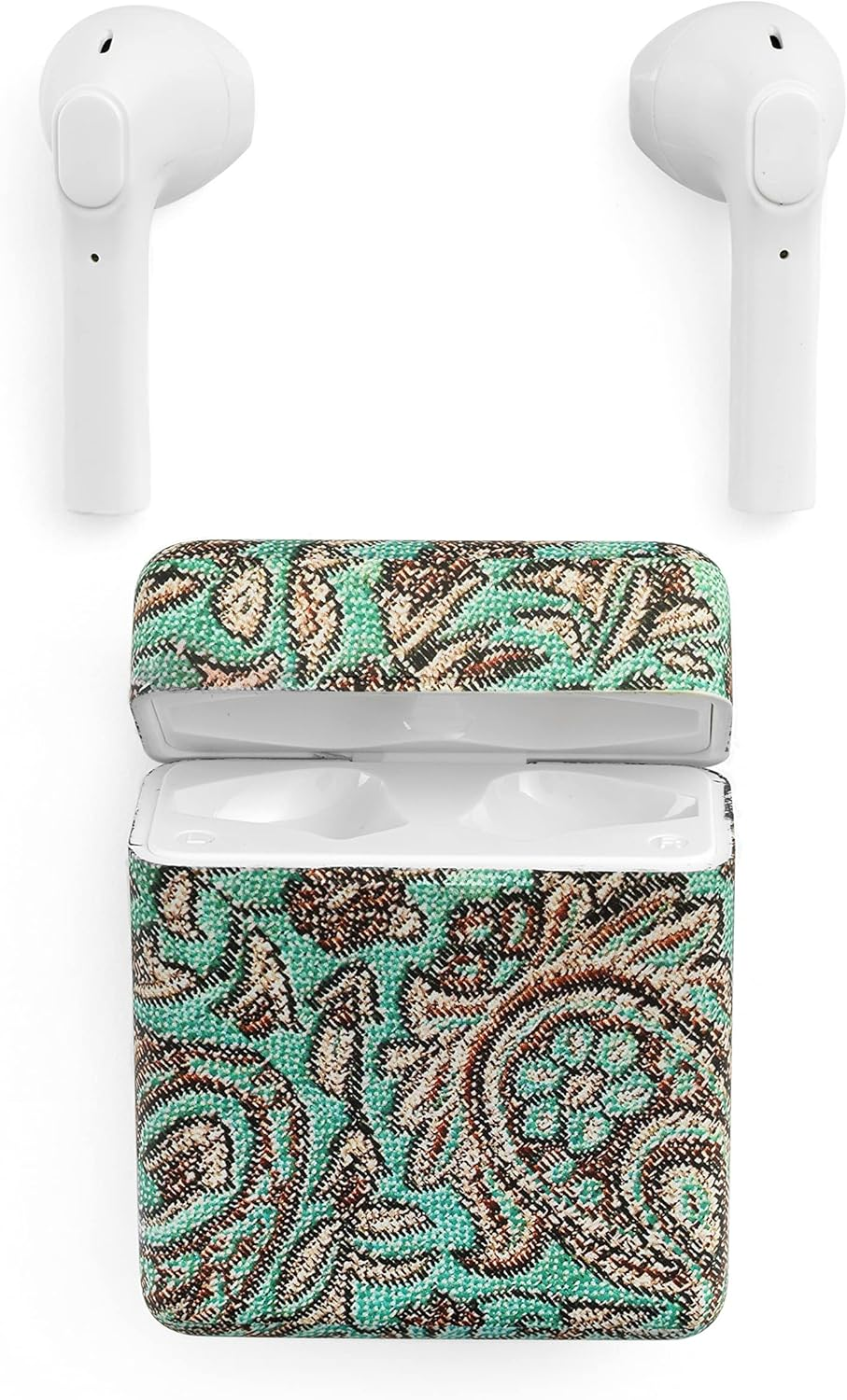 Music Sound Bluetooth Headphones Wireless Capsule in Ear | Wireless Bluetooth Headphones for Smartphones with 5X Charging Box - 3 Hours Autonomy - Built-In Microphone - Pattern Black Lines