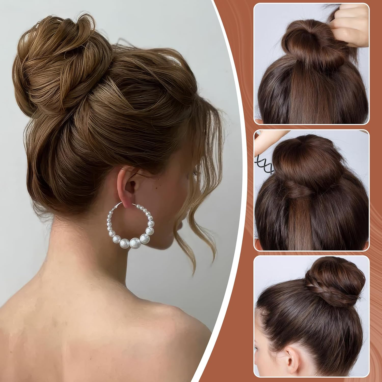 Hautllaif Pack of 20 Spiral Hair Pins - Spiral Hair Clips for Bun & Updo - DIY Hair Styling Tool, Invisible Twist Hair Pins for Women, Brown image number 1