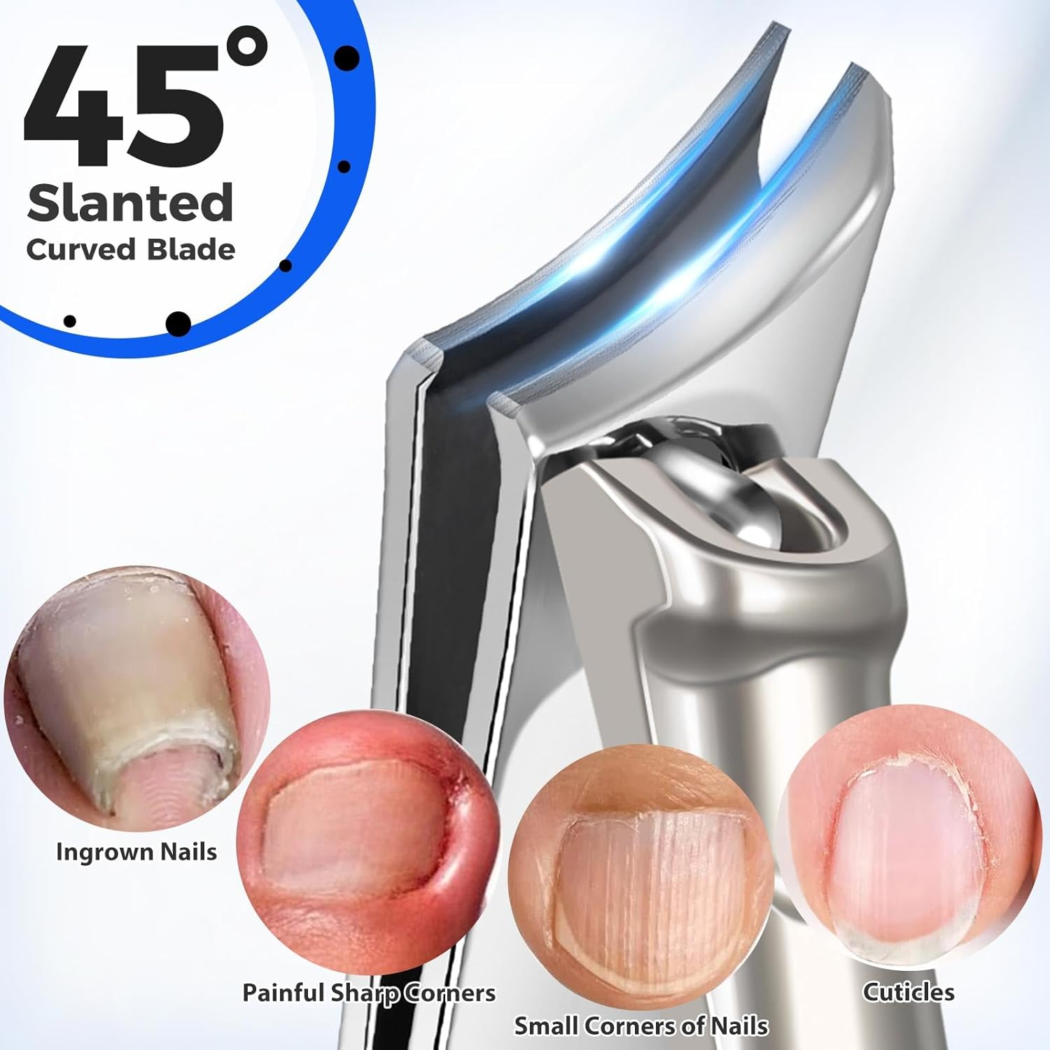 Toenail Clippers for Seniors Thick Toenails, Heavy Duty Large Toe Nail Clippers for Men Thick Nails with Wide Opening, Sharp Ingrown Toenail Clippers Nail Cutter Long Handle with Slanted Curved Blade - Black  Sliver image number 4