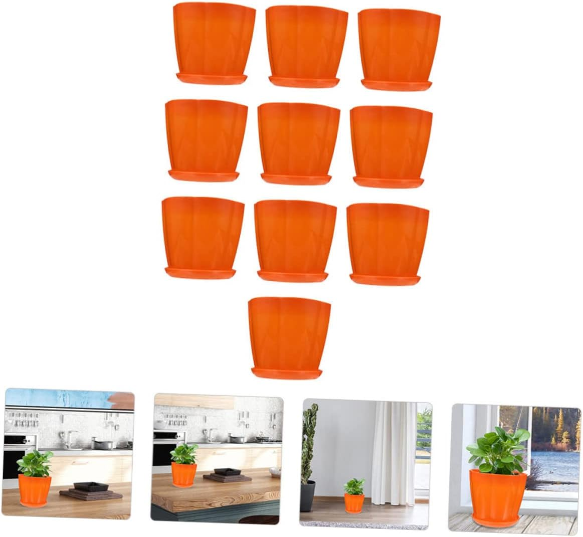 MERRYHAPY 12Pcs Resin Petal Plant Pots Flower Holders for Gardening Home Decor Easy Moveable Drainage image number 3
