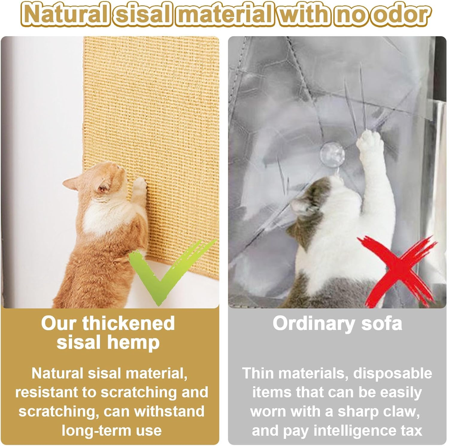 Pack of 2 Sisal Cat Scratching Mat, 50 X 25 Cm, Sisal Scratching Rug for House Cats, Claws Loops for Protects Carpets and Sofas image number 4