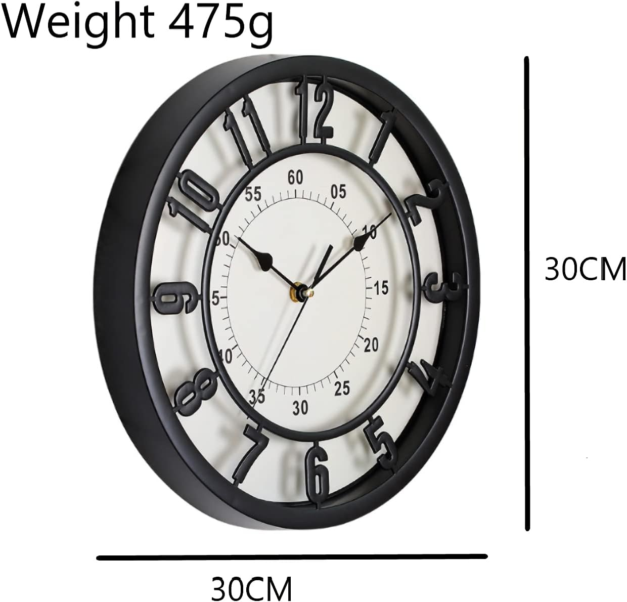 30Cm Wall Clock - Quiet and No Ticking, Easy to Read, Suitable for Home, Office, Classroom, School - Battery Powered,Energy Saving - Retro Roman Numerals Style image number 6