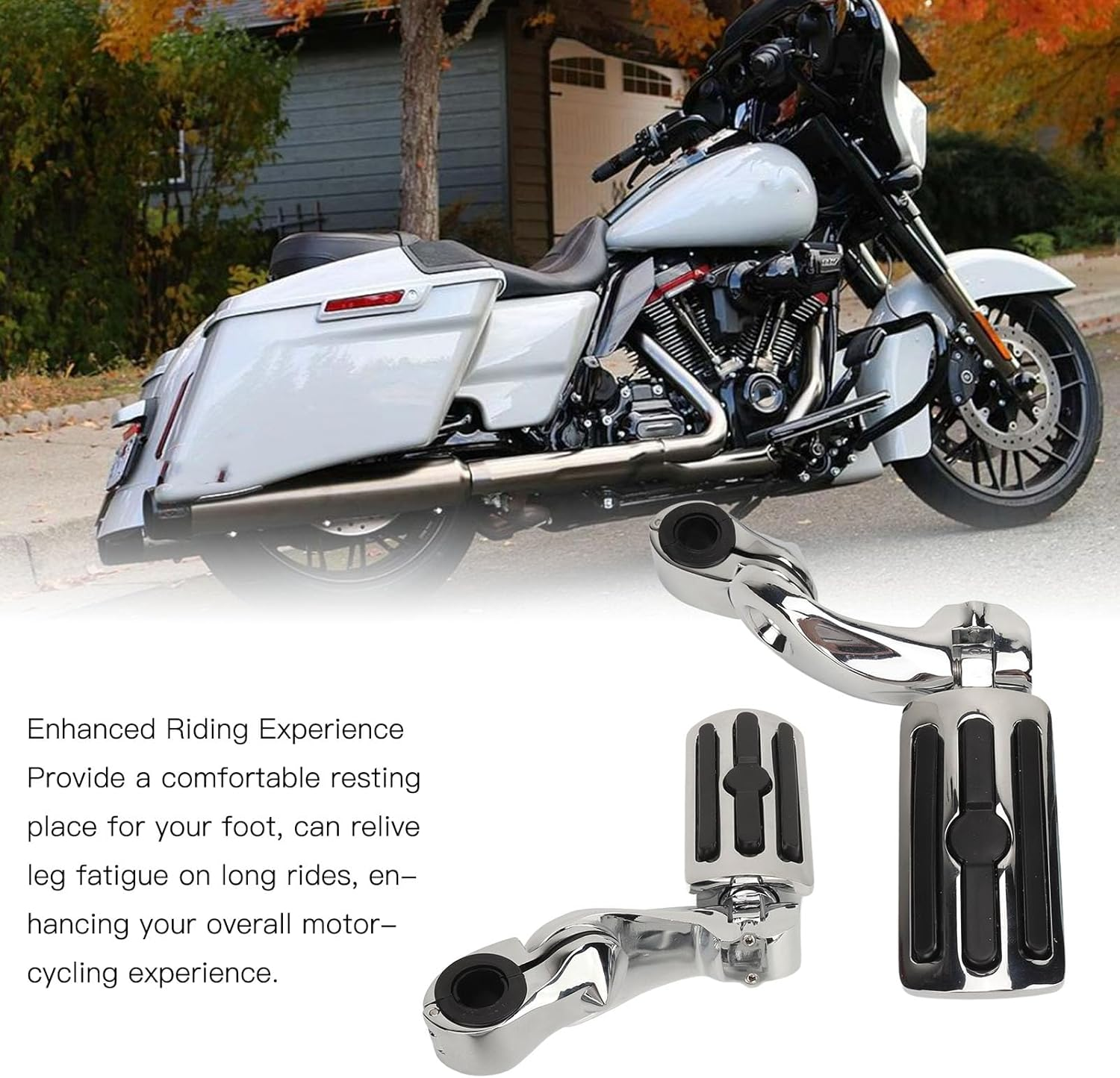 2Pcs Highway Footpegs, Motorcycle Highway Pegs for Davidson, Adjustable Comfortable Footrest with Mounting Clamps, Highway Engine Guard Bar Highway Foot Peg Pedal Mount Kit image number 5