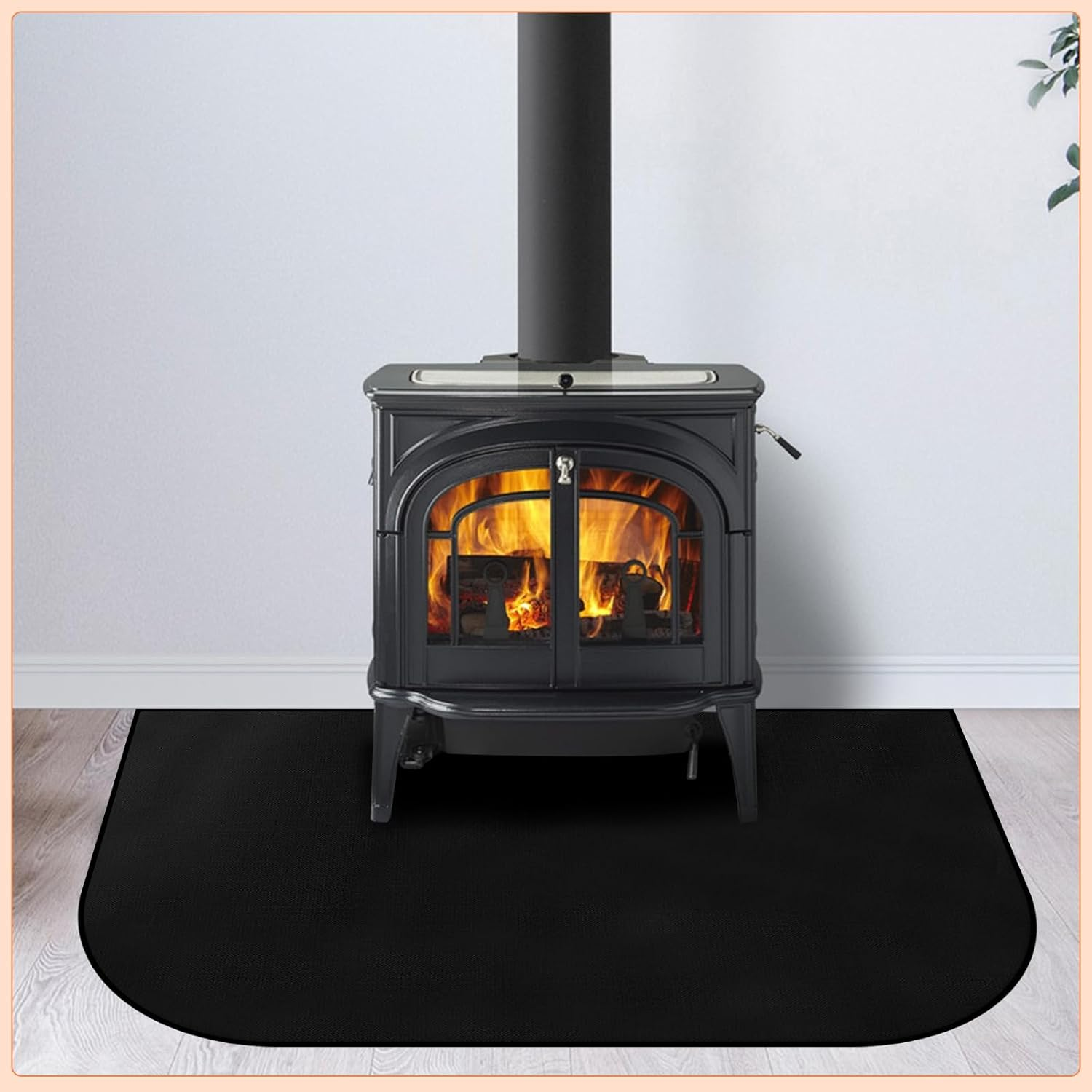 Fireproof Hearth Mat - D Shape, 36" X 24", Fire Resistant for Fireplaces & Woodstoves image number 1