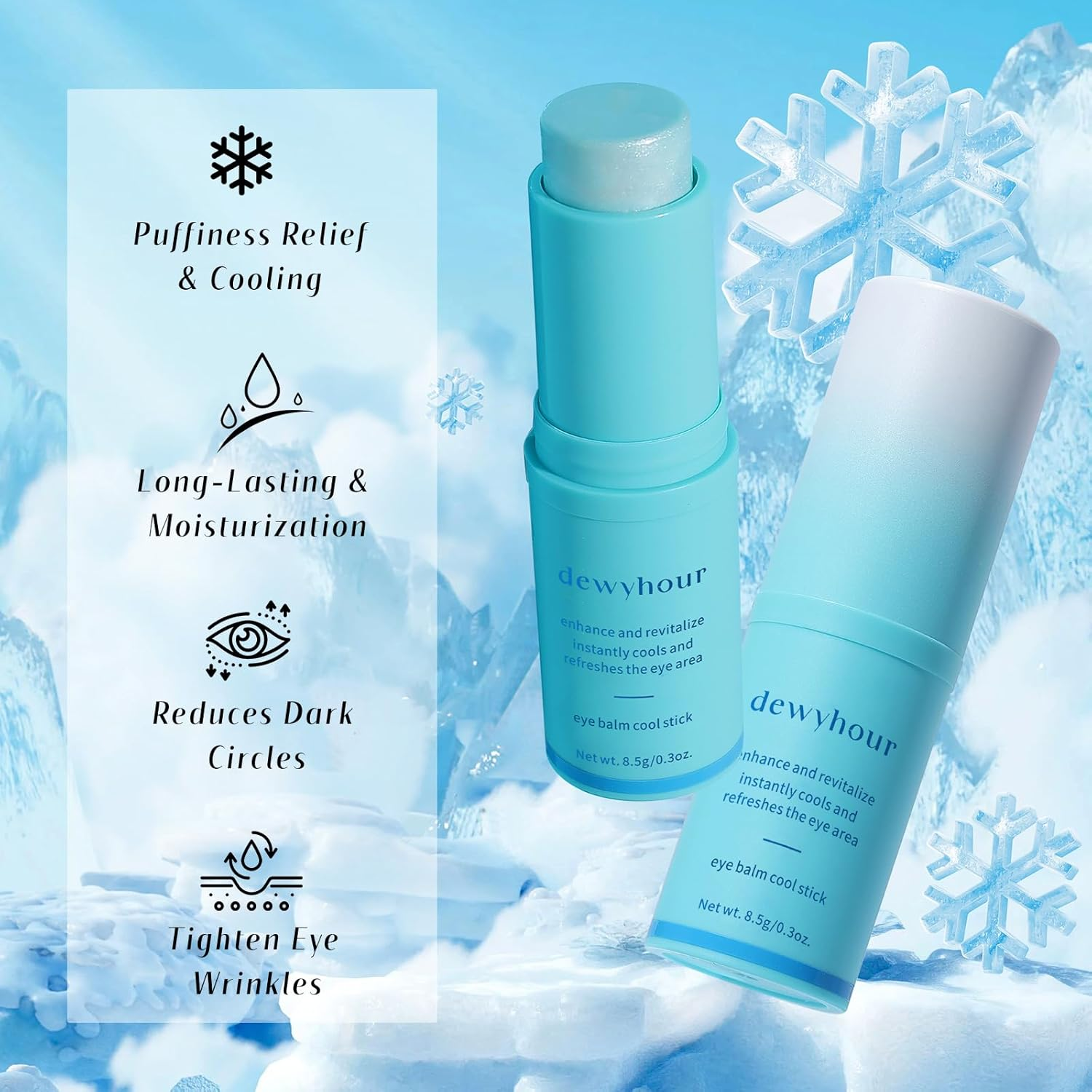 Cooling Eye Balm under Cream for Dark Circles Puffiness, Reduces Fine Lines & Wrinkle under Treatment, Hydrating Balm for Eye Bags image number 3