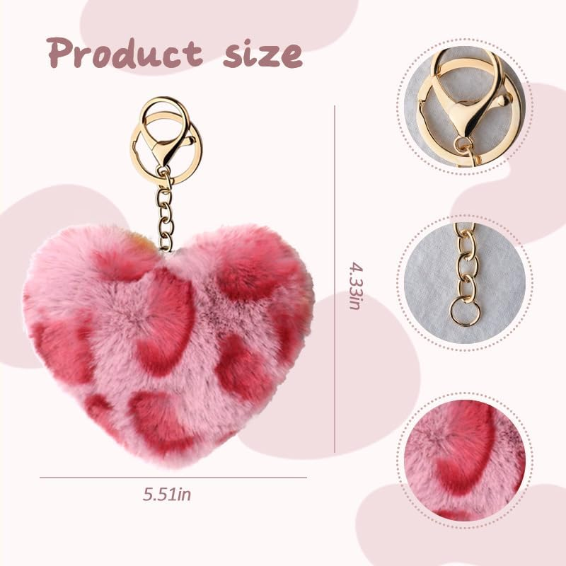 Leopard Print Bag Charms for Handbags Purse Leopard Keychains for Women Girls Animal Lover Heart Accessories for Car Keys - Black Leoprad image number 2