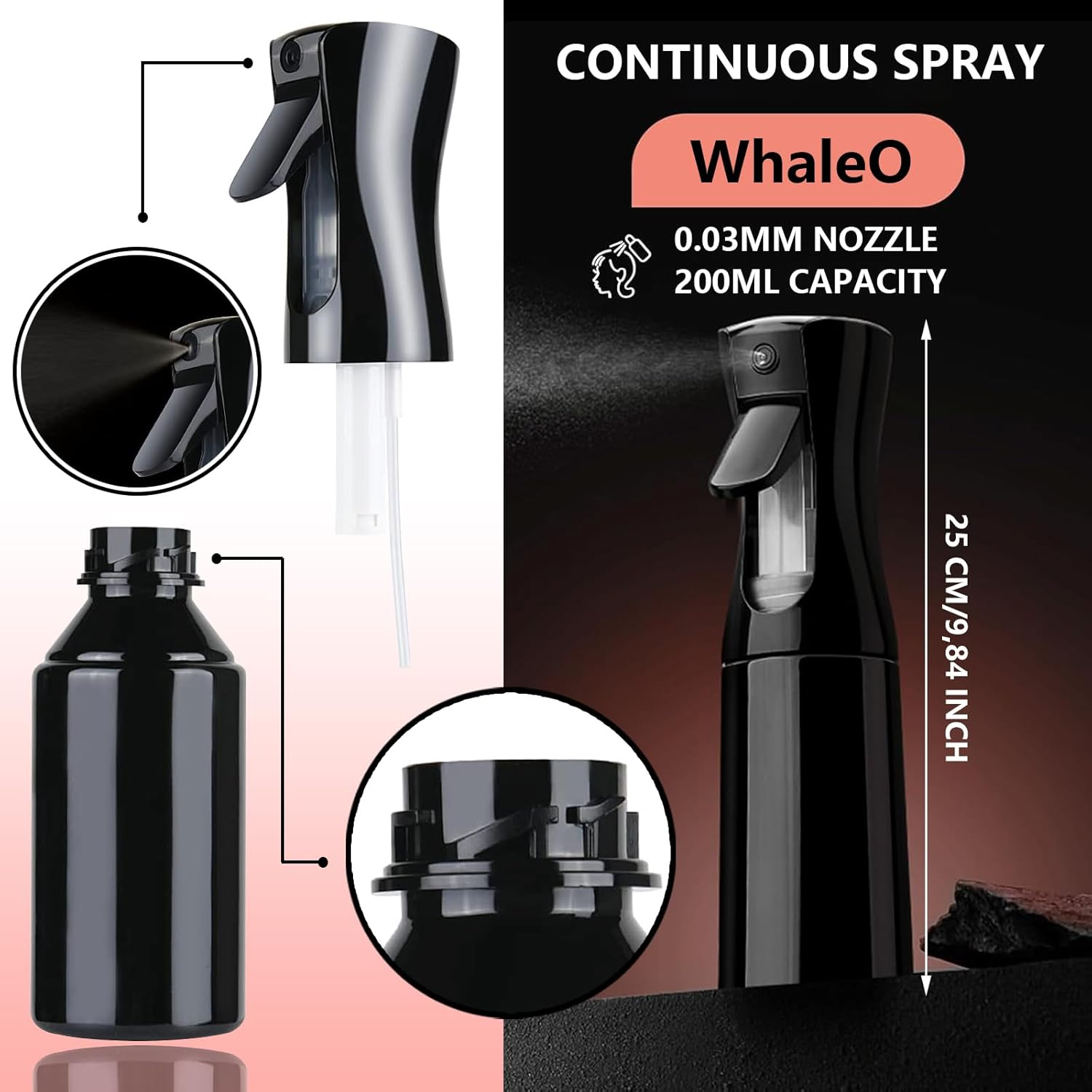 Whaleo Sleek Hair Brush Set, No Pulling, Hair Brush, Sleek Look, Skeleton Brush, Scalp Massage Brush, Spray Bottle, Hairdresser and Shower Cap, Hairdresser Accessories image number 1