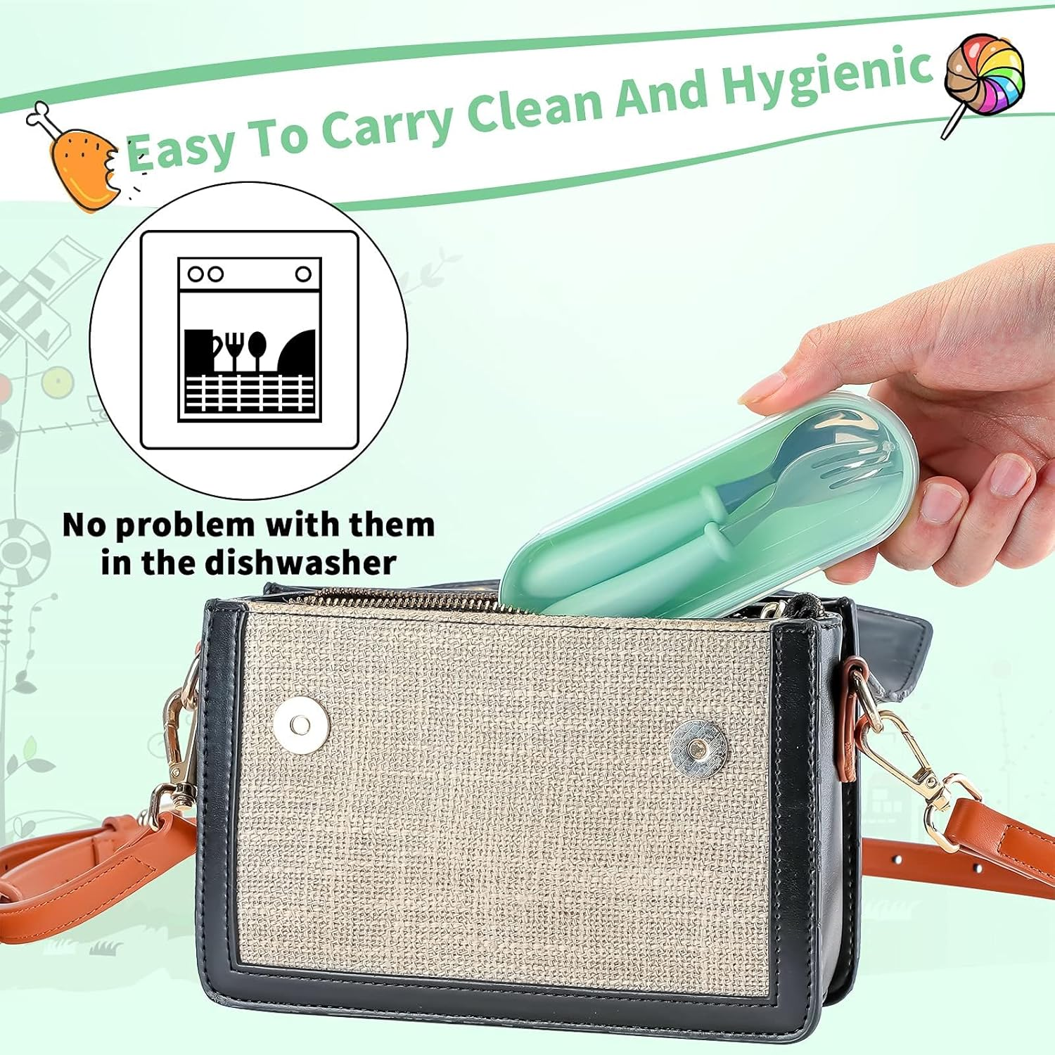 Jerssamy 9 Pieces Toddler Utensils Stainless Steel Fork and Spoon Safe Baby Silverware Set, Kid Safe Utensils Children'S Flatware Kids Cutlery Set with round Handle for Lunchbox (Blue, Green, Pink) image number 5