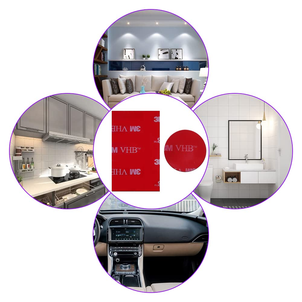 12 Pcs 3M VHB Adhesive Pads,Danzix Double Sided Sticky round and Rectangle Replacement Mounting Tape image number 6