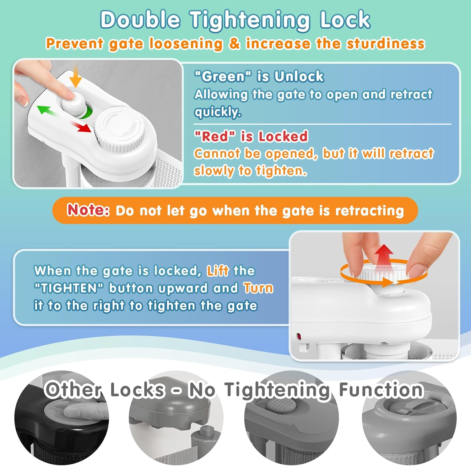 180Cm/70 Wide Retractable Baby Gate Pet Gate with Upgrade Reinforcement Rods,105 Cm/42" Extra Tall Baby Gate Safety Gate, One Handed Operation Retractable Dog Gate for Stairs Indoor