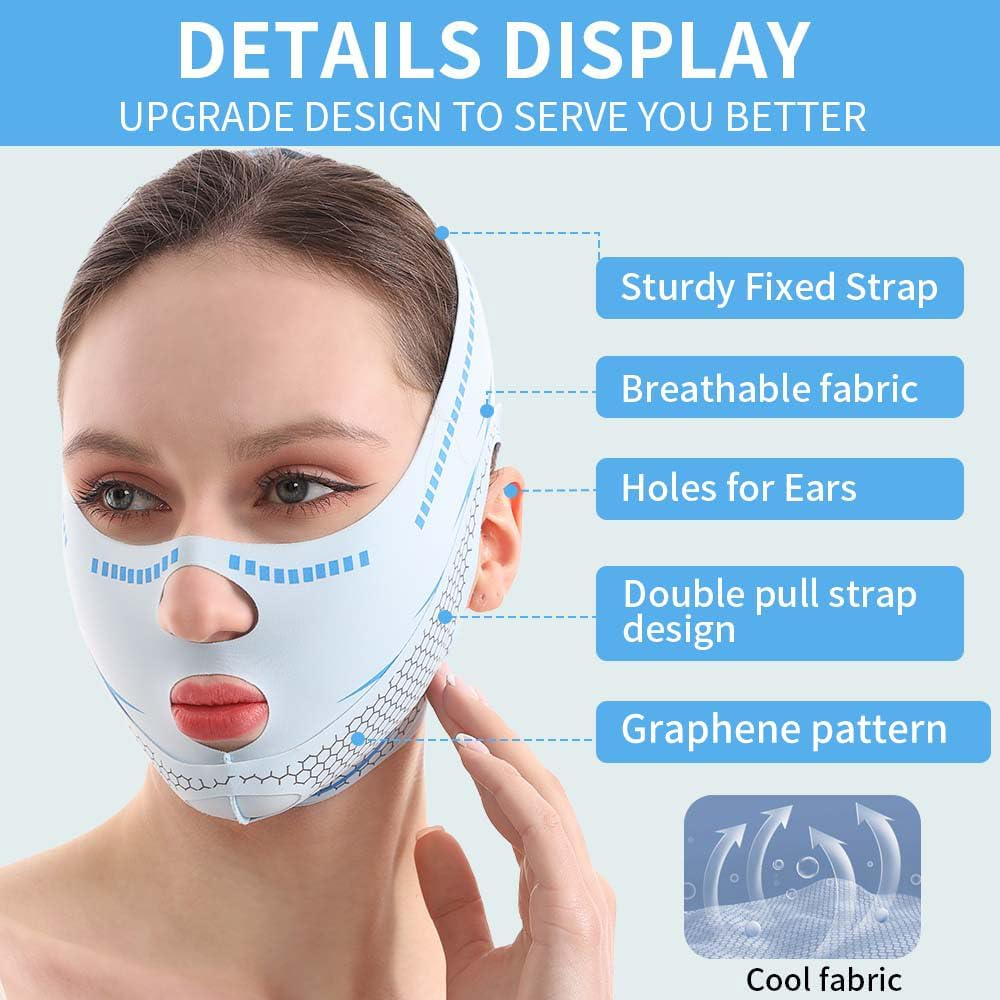 ECOMUSE Face Lift Tape,Chin Strap for Sleeping,V Line Lifting Mask Face Slimming Strap, Facial Lifting Mask,Jaw Strap for Sleeping,Double Chin and Sagging Shape and Tighten Face image number 1