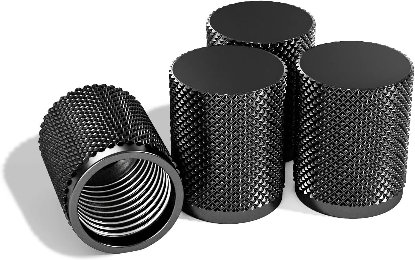 STEEL HAWK Tire Air Valve Caps &ndash; Precision CNC Machined Stainless Steel, Extended Knurled Design | Rust, Air Leak & Dust Proof Metal with O-Rubber Seal - Ideal for Vehicles - 4 Pack - PVD Blue