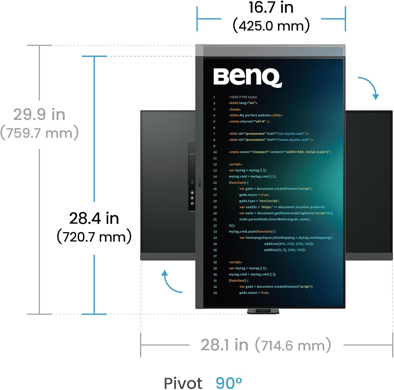 Benq RD320UA 32&rdquo; 4K 3840X2160 Programming Monitor with 2000:1 Contrast Ratio, Nano Matte Panel, Moonhalo, 90W USB-C, Coding Modes, Night Hours Protection, Ergonomic Stand, and Eye-Care Technology image number 3
