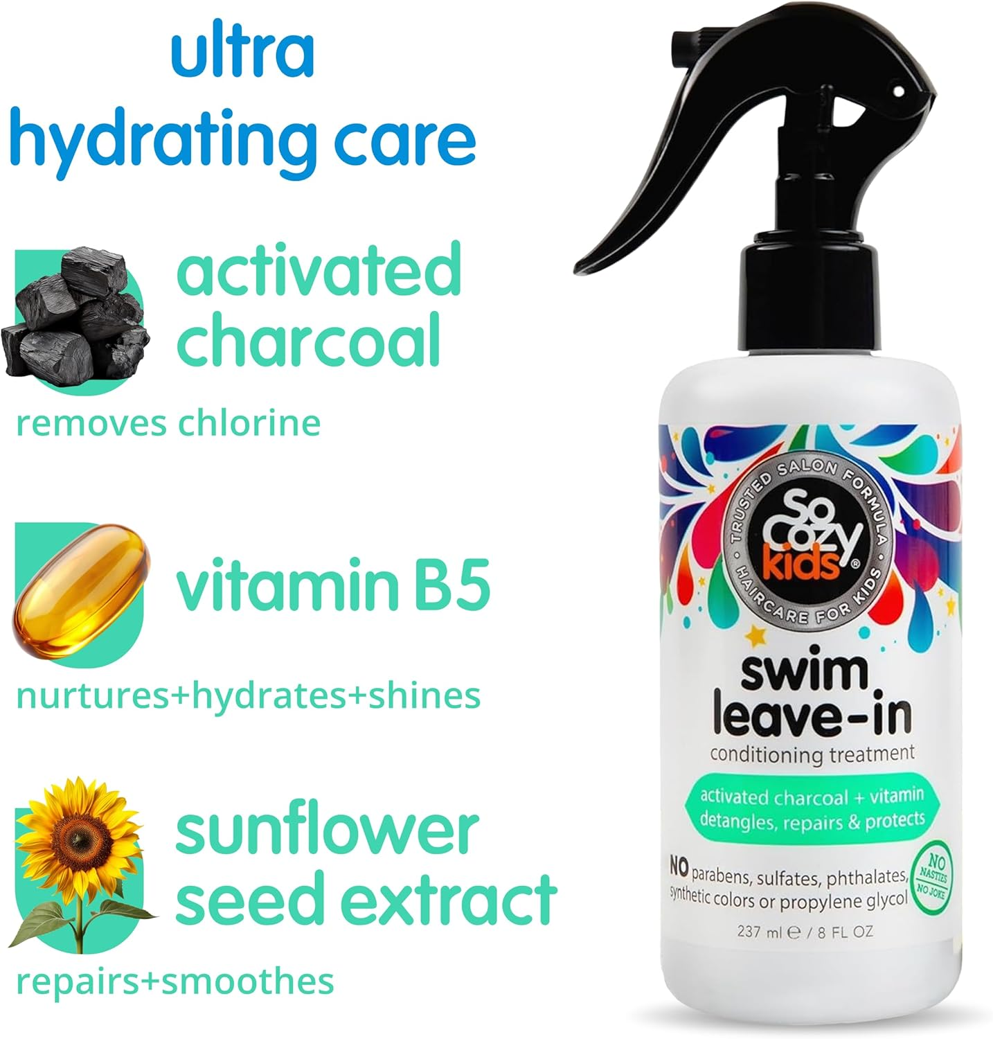 Socozy Splash Swim Leave-In Treatment plus Detangler, 8 Oz.