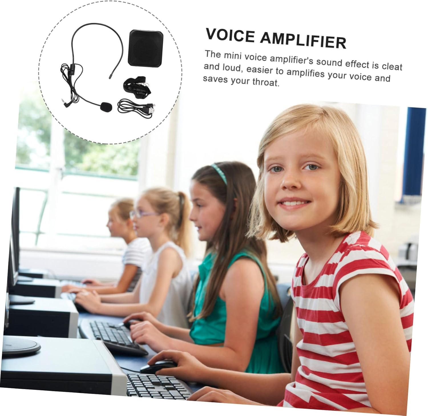 GARIOUANS Wireless Portable Loud-Speaker Amplifier for Teachers Convenient Microphone Voice Booster with Multi-Interface Support for Speech School Supermarket Use and Easy to Carry