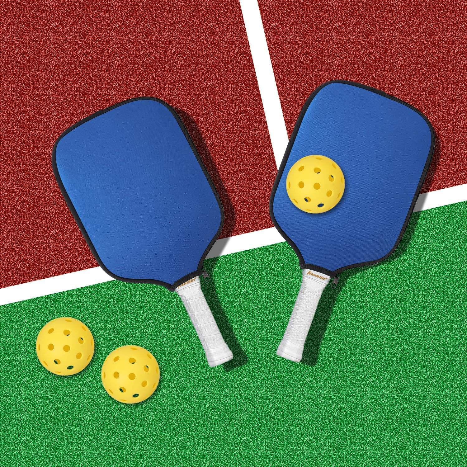 2Pcs Pickleball Paddle Covers, Waterproof Neoprene Pickle Ball Covers Protective Pickleball Racket Holder Sleeve with Zipper Fits Most Paddle Racket (Blue) image number 6