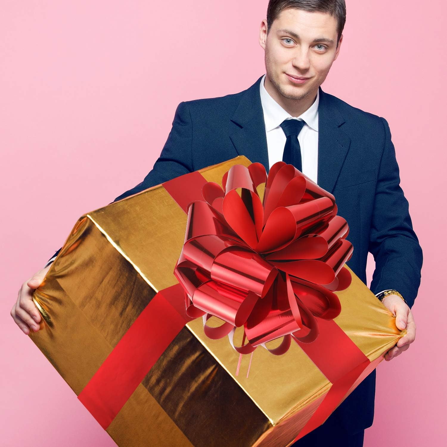 Car Bow Pull Bow Car Gift Wrapping Bow with 20 Ft Car Ribbon for Car Decor Wedding New Houses Party Celebration (Red, 25 Inch) image number 3