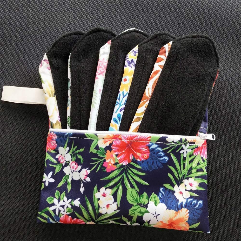 7Pcs Set 1Pc Mini Wet Bag +6Pcs 8 Inch Bamboo Charcoal Cloth Menstrual Pads/Reusable Sanitary Pads/Mama Panty Liners image number 3