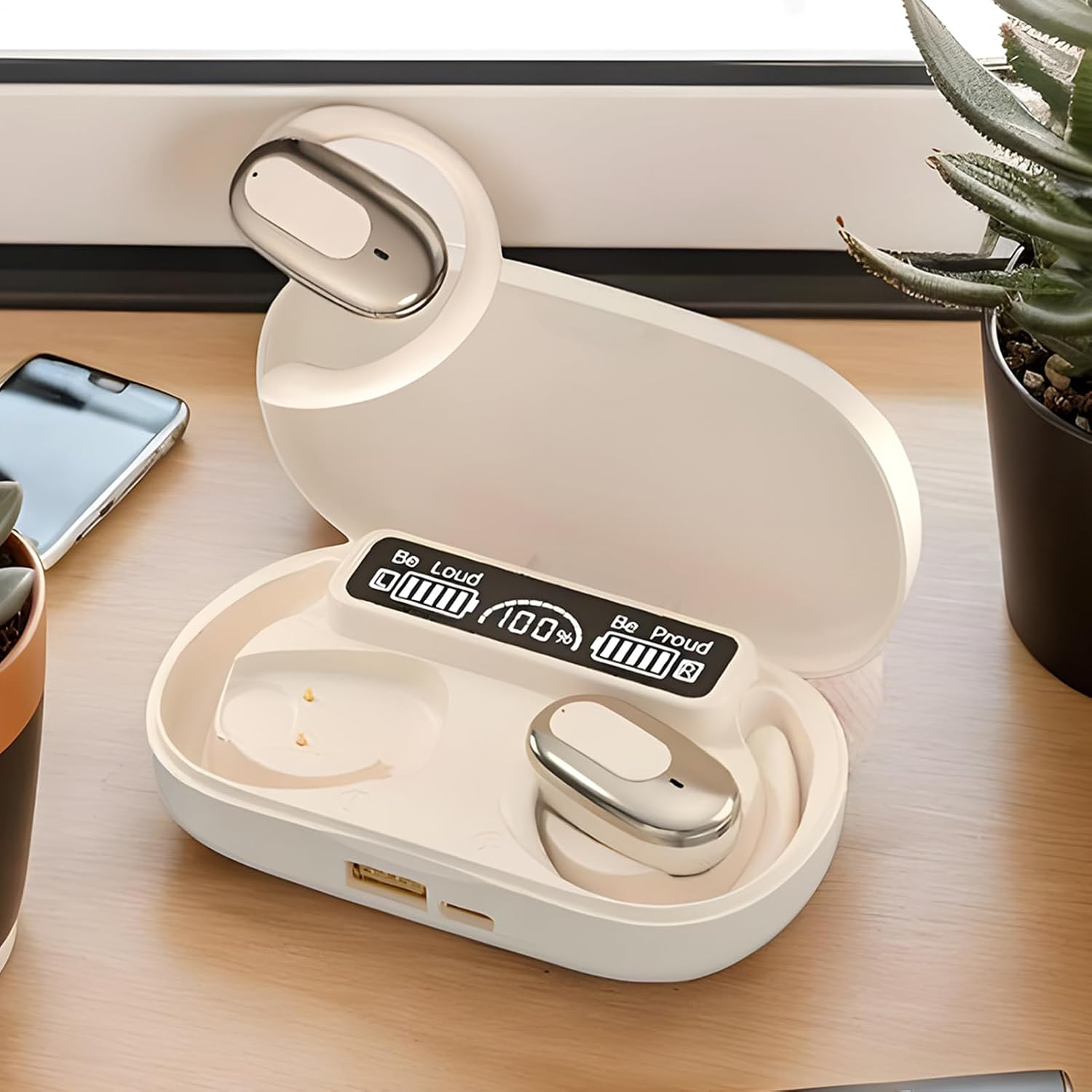 Open Ear Clip Wireless Earbuds,Comfort Wireless Headphones - Long Battery Life Waterproof Noise Reduction Smart Earphone for Travel Men Adults Phones Women Game Home image number 4