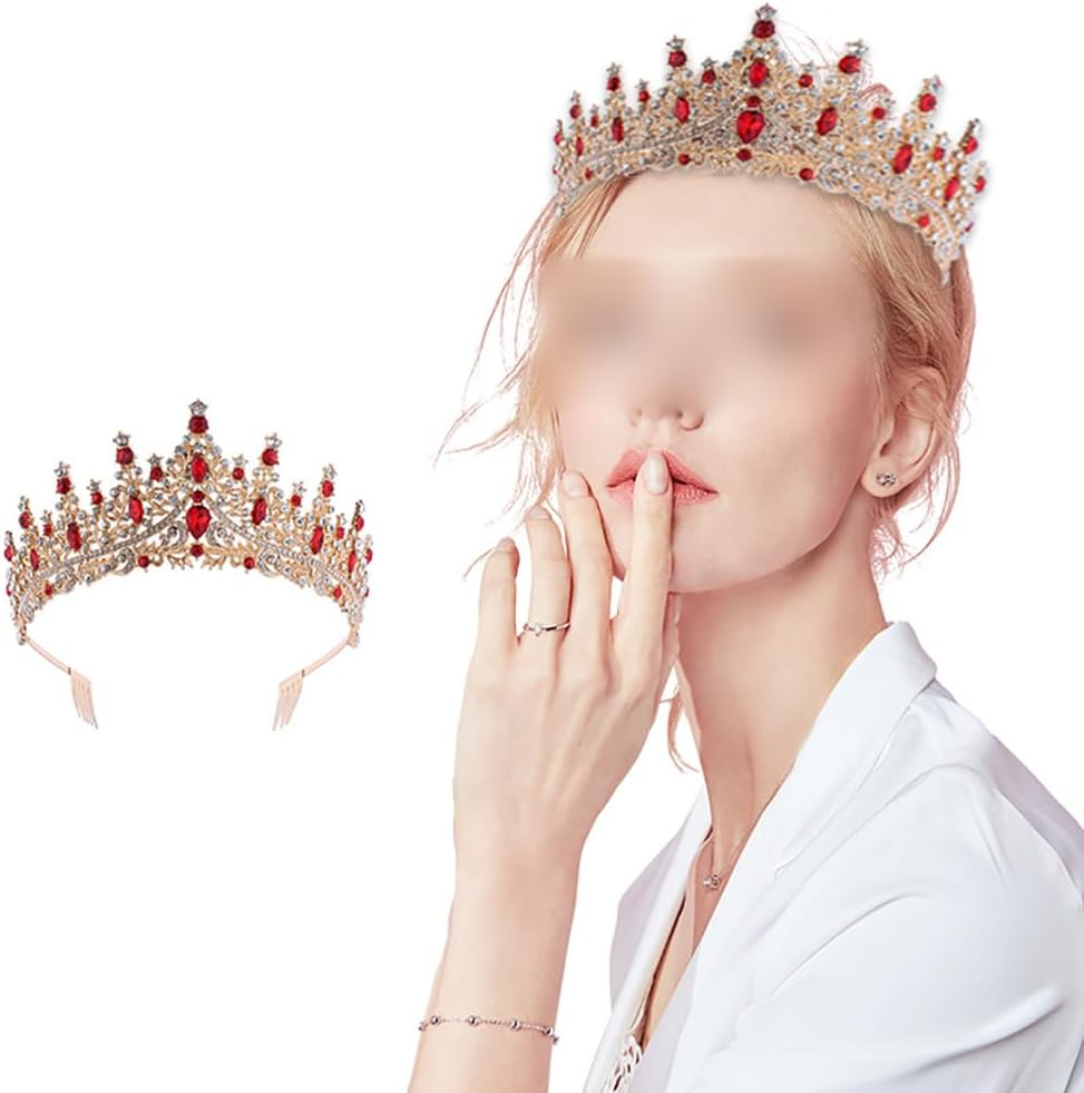 FSSTUD Crystal Wedding Tiara Rhinestone Bridal Tiara Birthday Party Tiara Metal Prom Crown Princess Crown Headband Queen Pageant Crown with Comb for Bride, 17.5 Cm in Diameter, Crystal image number 1