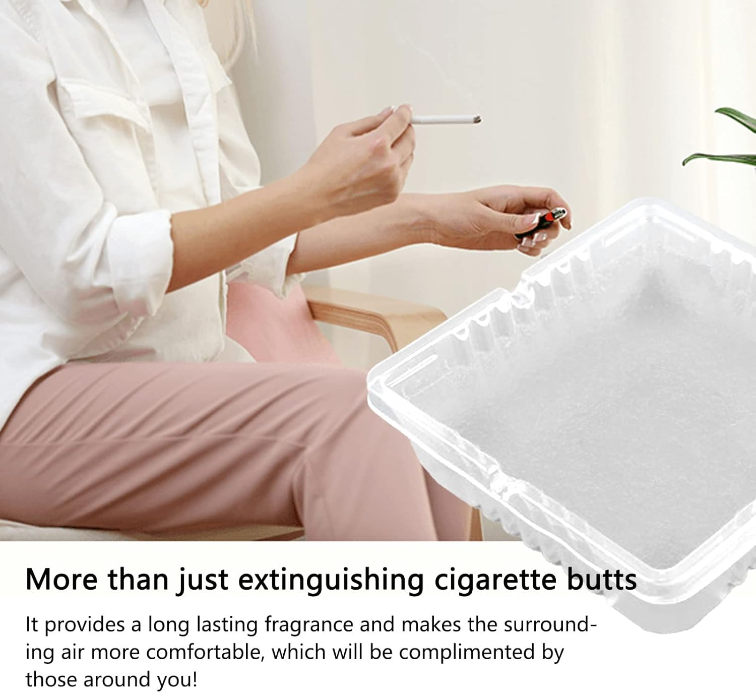 Disposable Ashtrays with Ash Absorbing Balm,30Pcs Disposable Ashtray with Sand, Small Portative Ash Holder for Quickly Extinguish Cigarette,Reduce Ash Raising,Ashtray Outdoor(White) - Blue image number 3