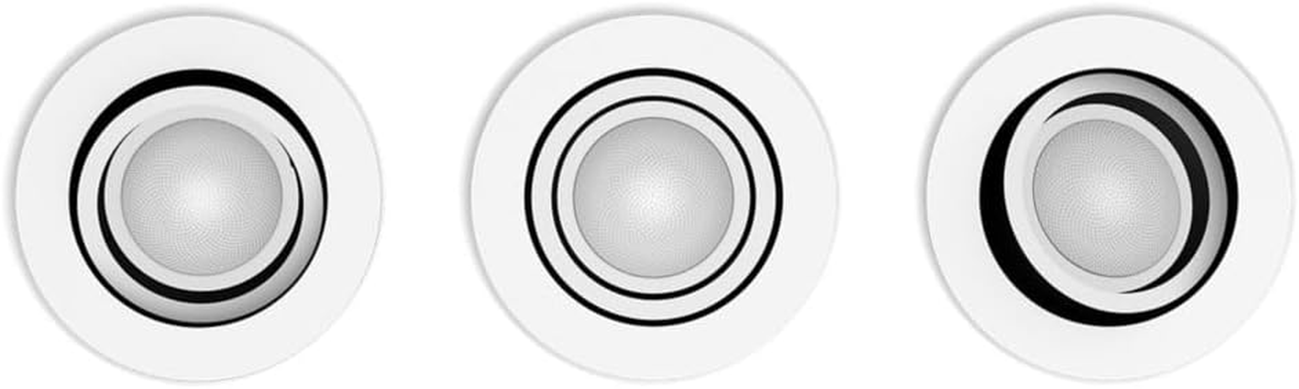 Philips Hue White & Color Ambiance Centura Pack of 3 round Recessed Spotlights, Dimmable Ceiling Lights, Intelligent Light Control via Voice and App.