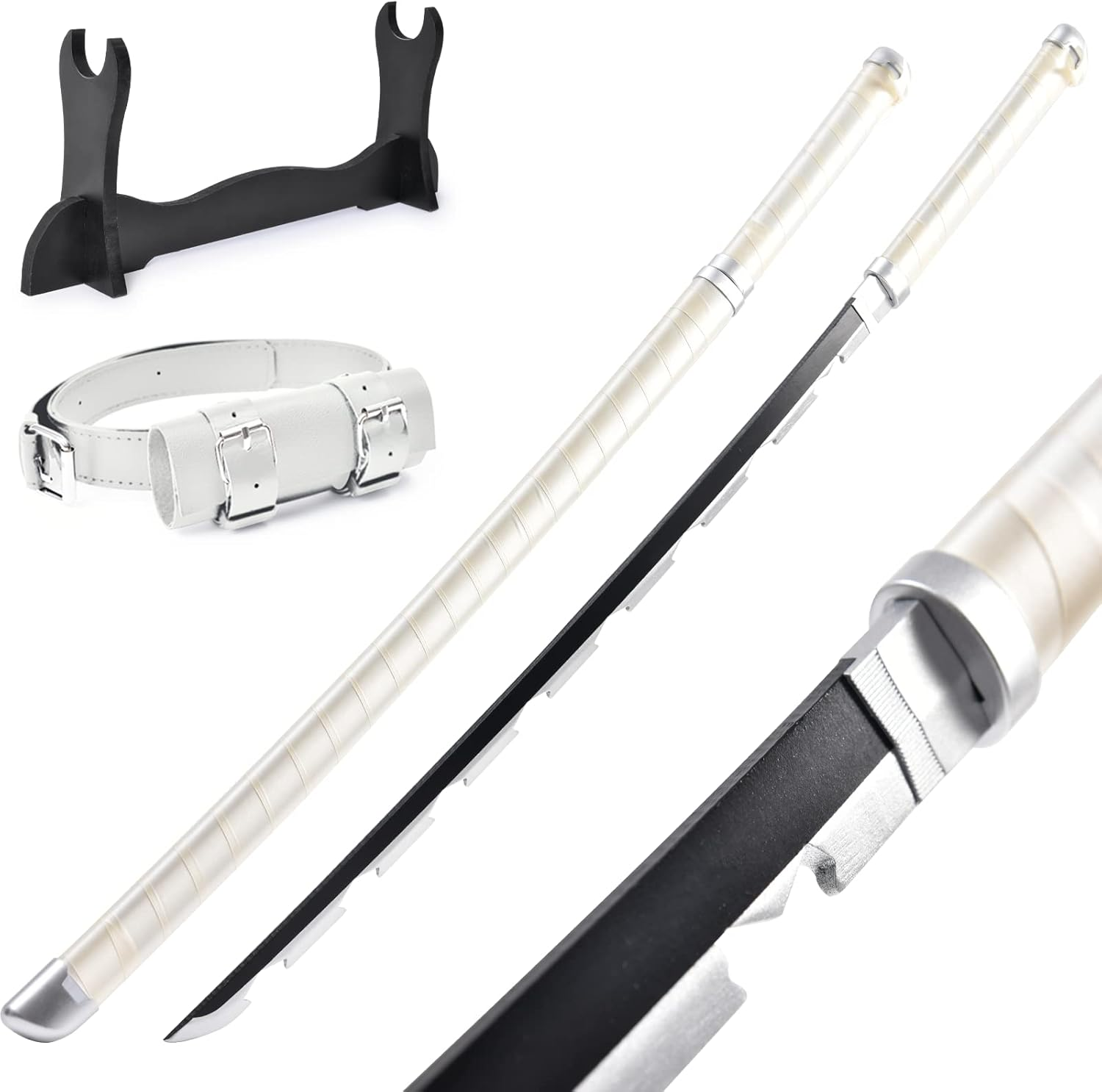 Bamboo Demon Slayer Anime Sword 41Inch , Rengoku Sword /Tanjiro Sword /Zenitsu Sword /Anime Original Texture ,Display Stand with Sword,For Demon Slayer Cosplay and Collection,Various Styles Available image number 4