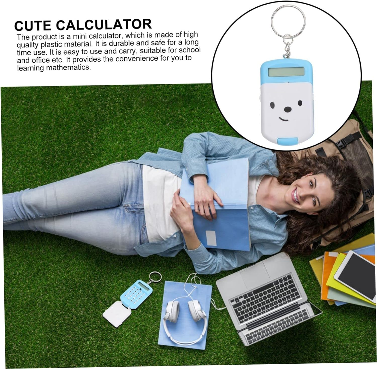 KALLORY 2Pcs Portable Mini Calculator Cartoon Electronic Calculator for Students Office School Lightweight Compact for Addition Subtraction Multiplication Division with Colorfast Design image number 3