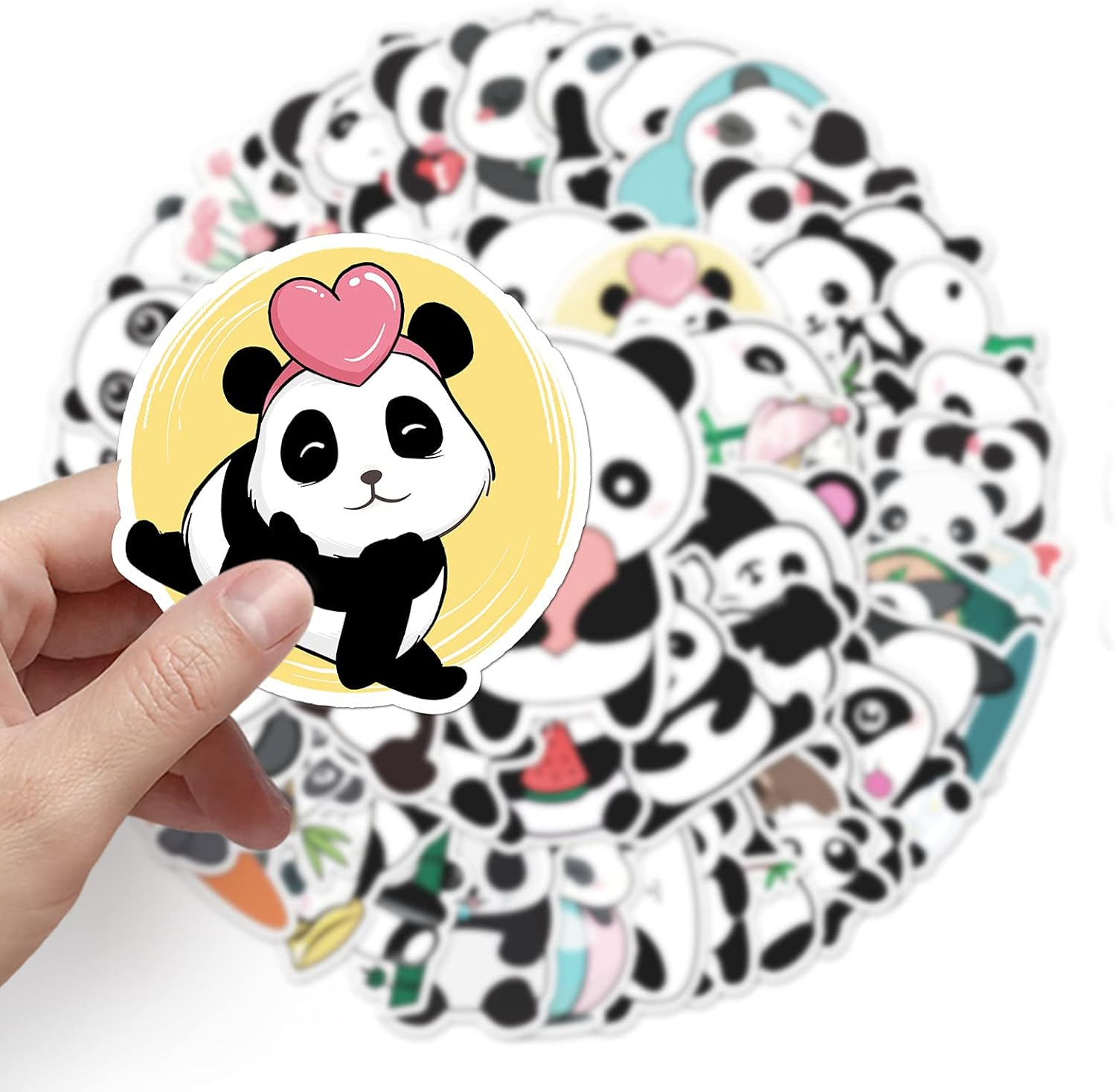Panda Stickers,50 PCS Panda Graffiti Vinyl Waterproof Decals for Water Bottles Computer Bicycle Skateboard Luggage Phone Pad Laptop Kids Teens Stickers Pack