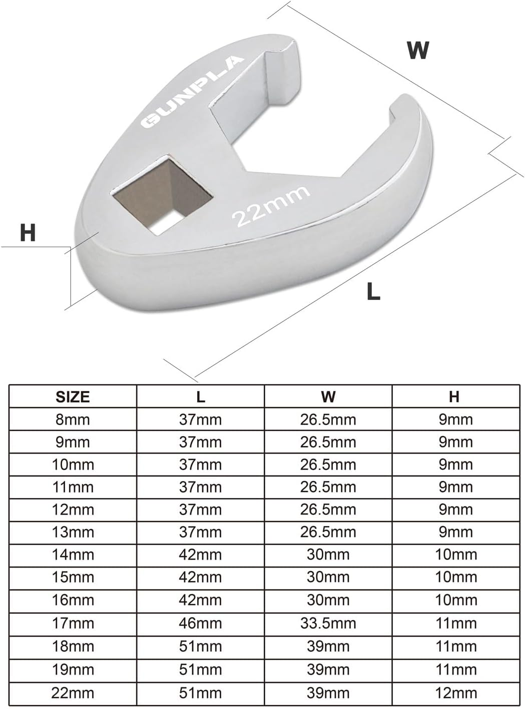 Gunpla 13 Pieces Crowfoot Wrench Set, 8-22Mm Open End Drive Metric Flare Nut Head Chromium Molybdenum Steel Rust Resistant Tool Kit Driver Crows Foot Spanner Wrenches image number 1