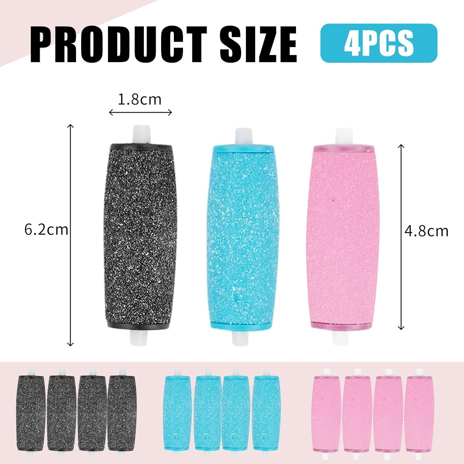 [Pack of 12] Extra Coarse Mineral Replacement Rollers for Scholl Velvet Smooth Callus Remover Refill - Refill Rolls with Diamond Particles, 3 Grits for Soft, Hard and Dry Feet image number 1