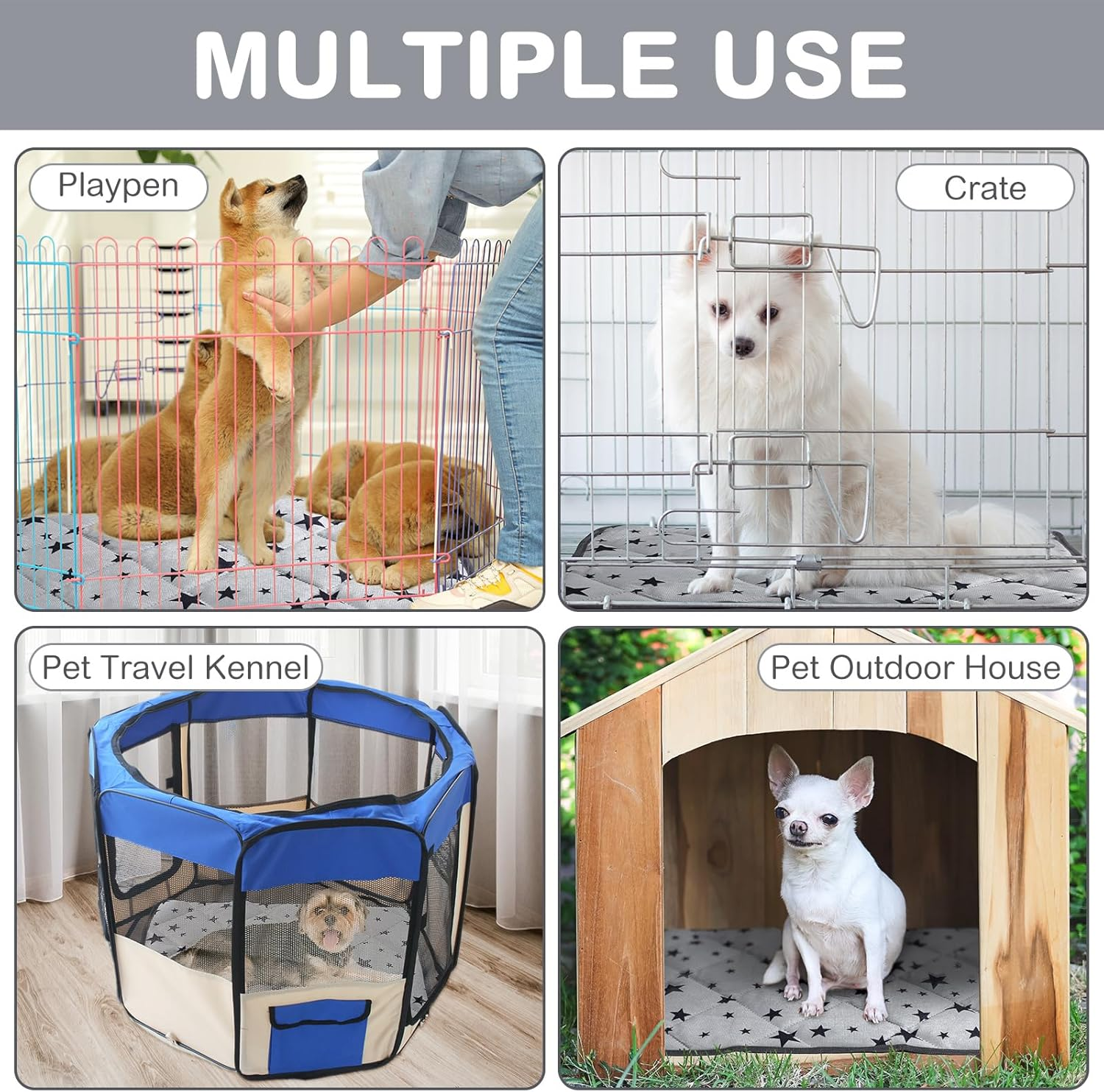 Namalu 4 Pack Self Warming Cat Bed Self Heating Cat Mat Star Pattern Soft Dog Crate Pad Thermal Pet Mat anti Slip Kennel Washable Dog Warming Bed for Outdoor Indoor(18 X 24 Inch,Rectangle) image number 6