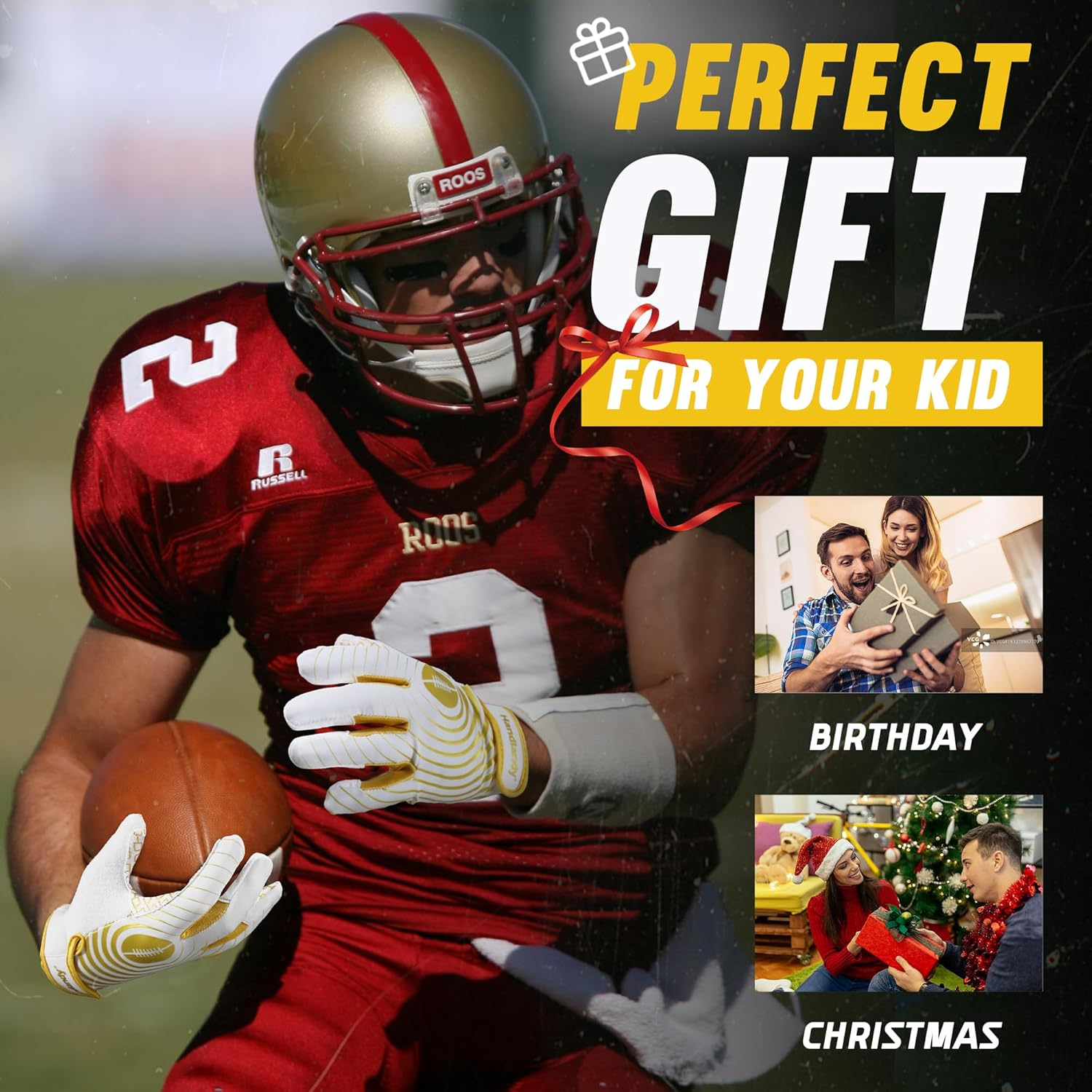 AIGEVTURE Mens Football Gloves Wide Receiver Gloves Youth Sticky Receiver Gloves Mens Receiving Gloves Best Gifts image number 4