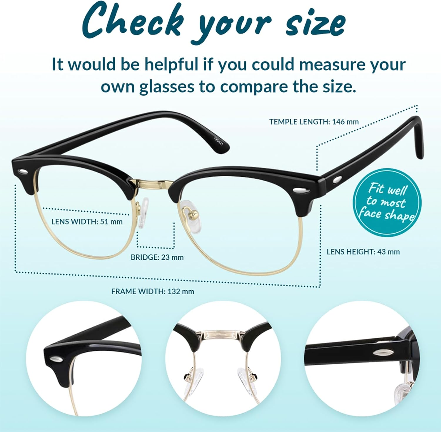 Zenni Optical Blue Light Blocking Glasses for Women Men - Ideal for Work, Gaming, TV - anti Eyestrain UV Protection (Black Gold), Black Tortoiseshell - Retro Browline Frame, Retro Browline Frame image number 2