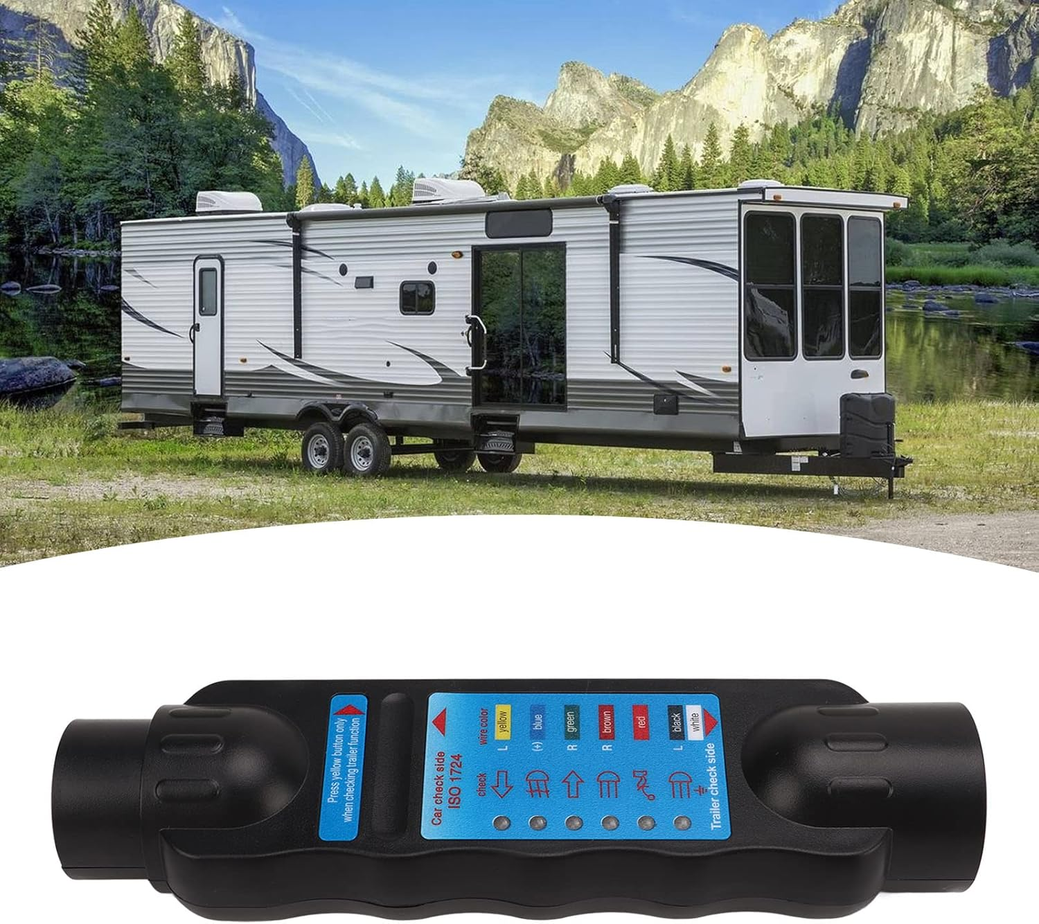 12V 7Pin Trailer Wiring Circuit Tester, ABS and Copper Trailer Wiring Tester, Black Plug Socket Diagnostic Tool for Trailers Horseboxes Carriers image number 6