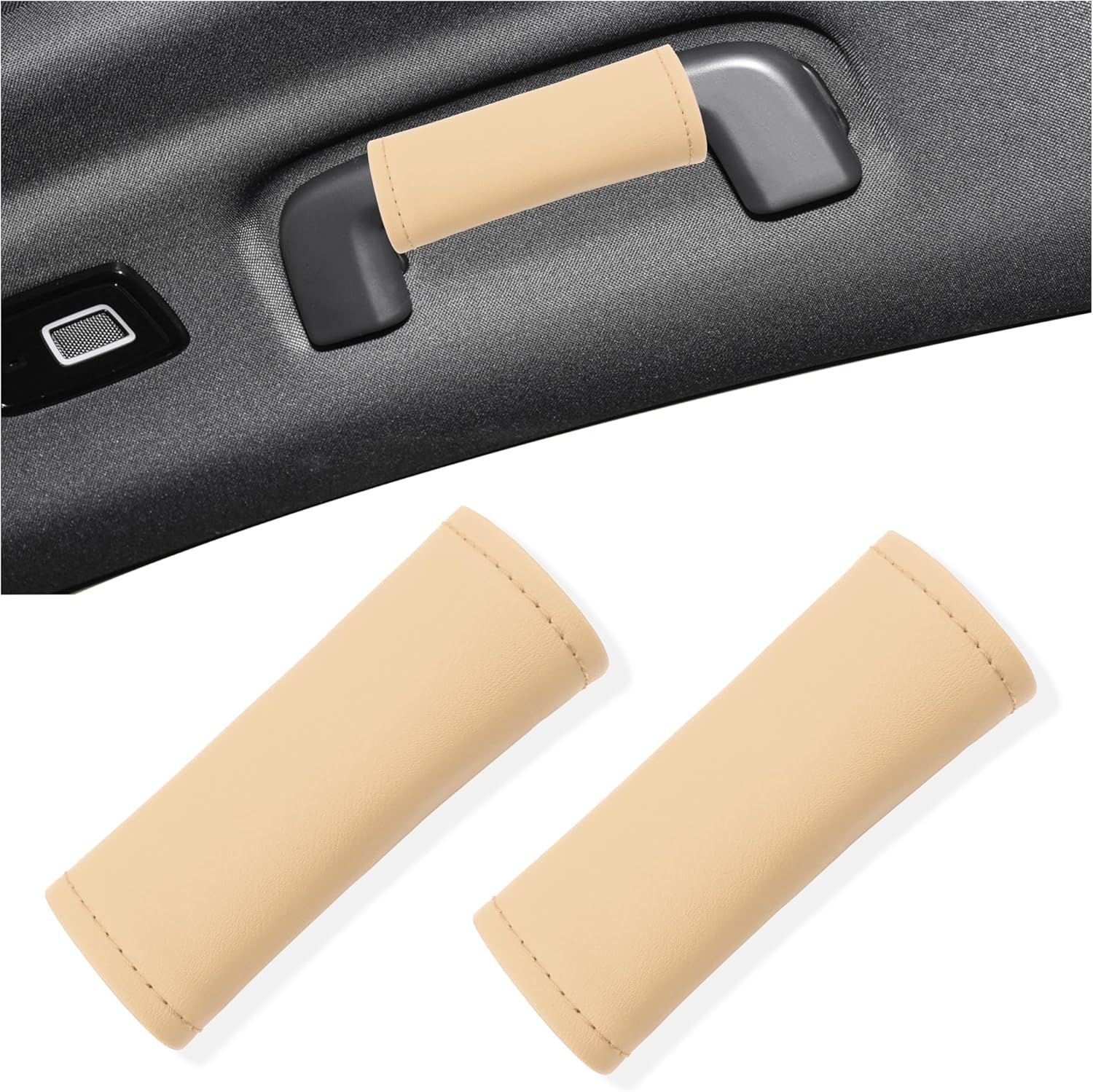 2PCS Leather inside Car Door Handle Protector,Colorful Car Handle Cover for Car Decorations & Door Pull Handle Protections,Universal Interior Car Door Handle Scratch Protector (Black)