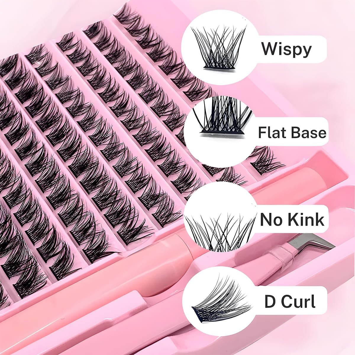 JZS Lash Extensions Cluster DIY Kit - 200Pcs 40D 60D Individual Lashes, 8-16Mm, with Bond & Seal Glue and Applicator,40P image number 1