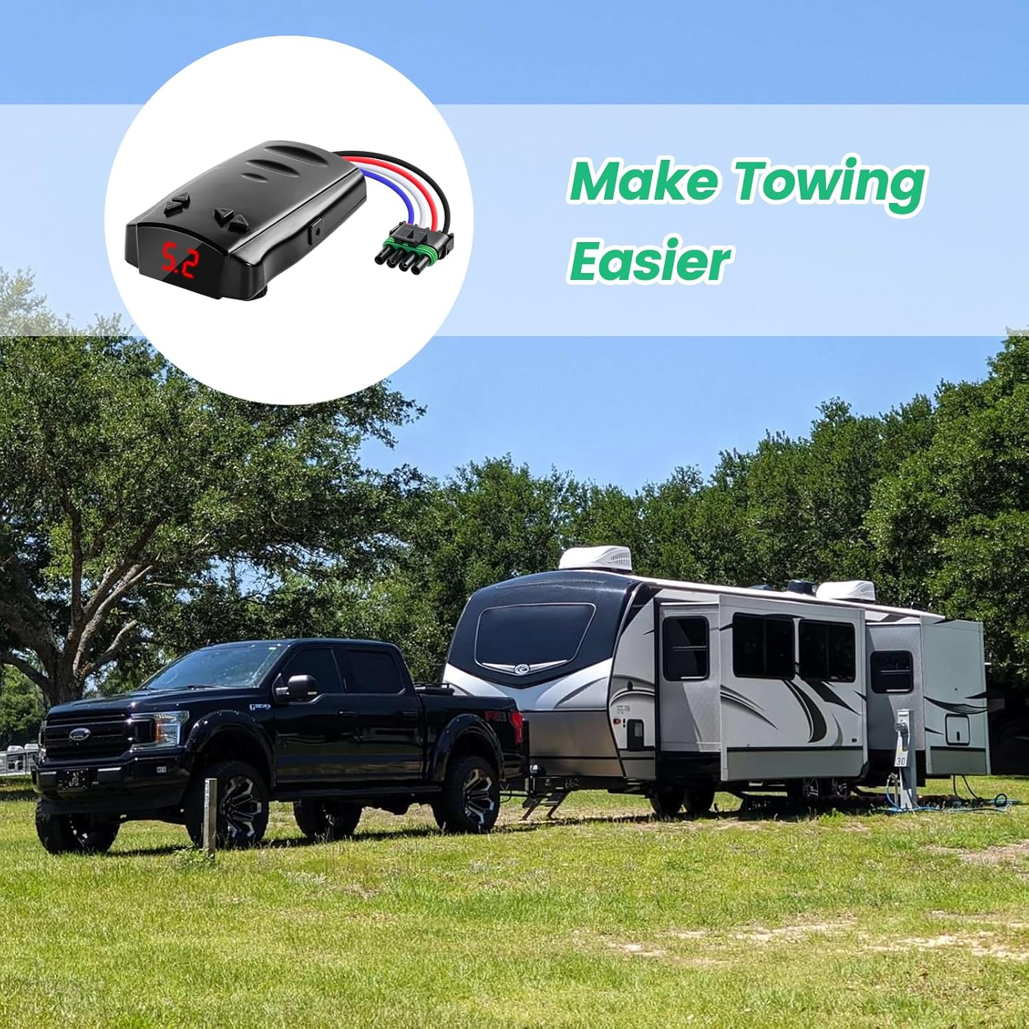 Briidea Proportional Trailer Brake Controller, Digital Electric Brake Control for 1-4 Axle Trailers, Smooth Stop Technology with Boost Mode, Compatible with Ford/Gm/Chevy/Dodge/Ram/Toyota