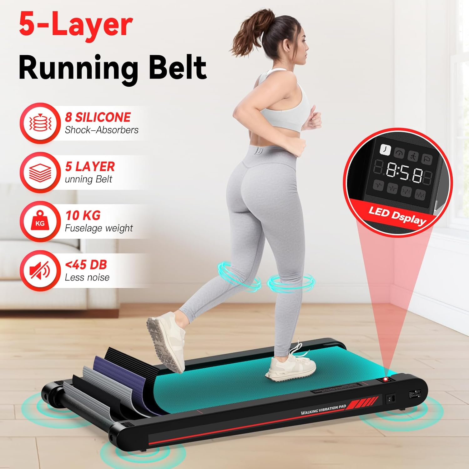 Sperax 3 in 1 Walking Vibration Pad, under Desk Treadmill with APP, Portable Treadmills for Home/Office, Walking Pad Treadmill with Remote Control image number 3