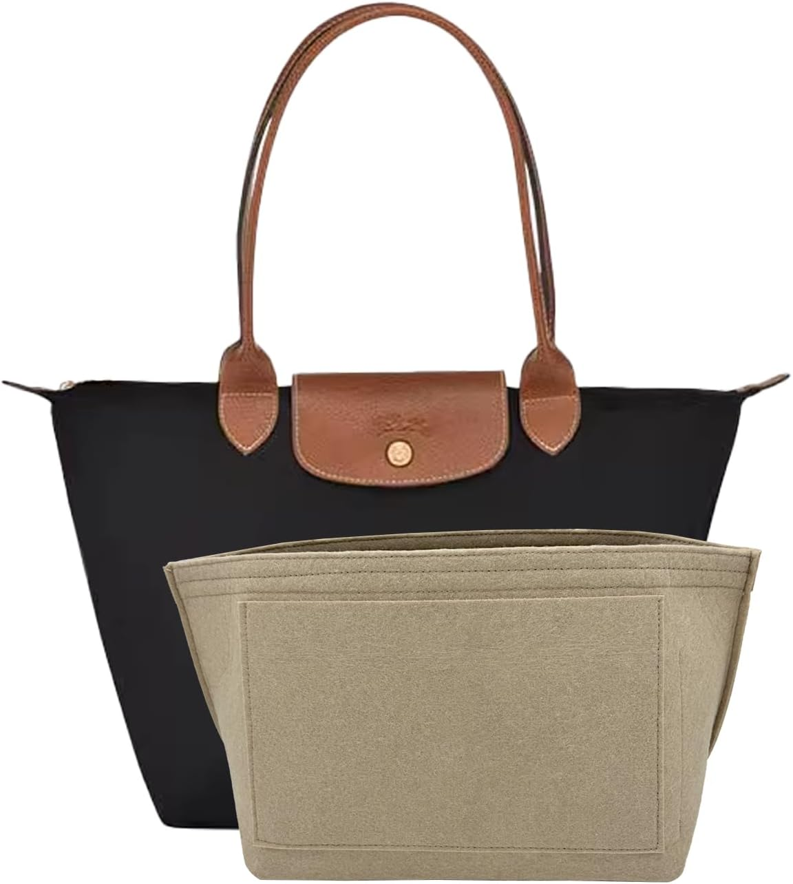 D.DUO Purse Organizer Insert, Bag Organizer for Le Pliage, Handbags Organizer Insert(Dark Blue, Large)