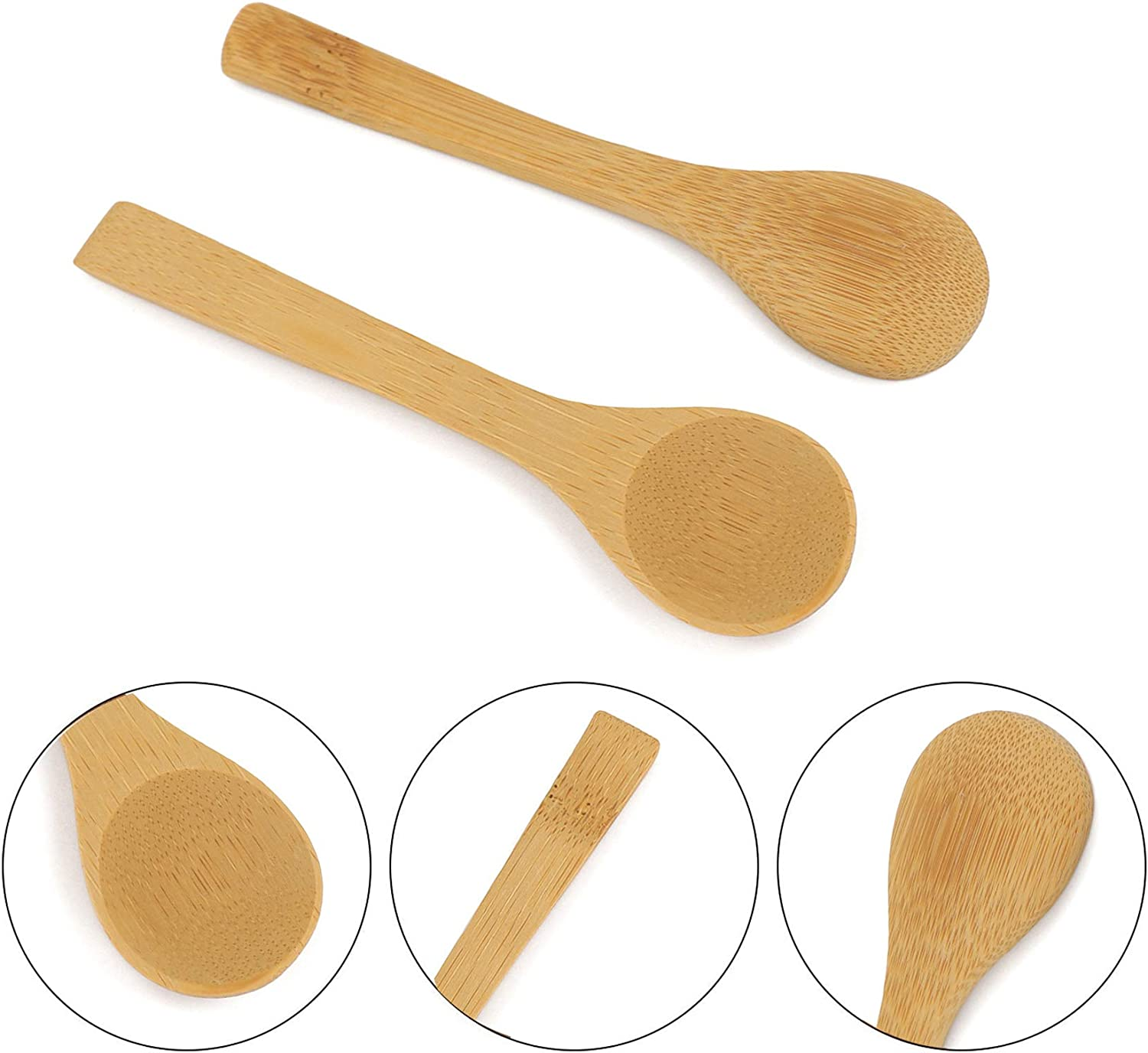 5Pcs Small Wooden Spoons, Mini Bamboo Condiment Salt Spoons Tasting Spoons Honey Teaspoons for Seasoning Coffee Tea Sugar Jam image number 4