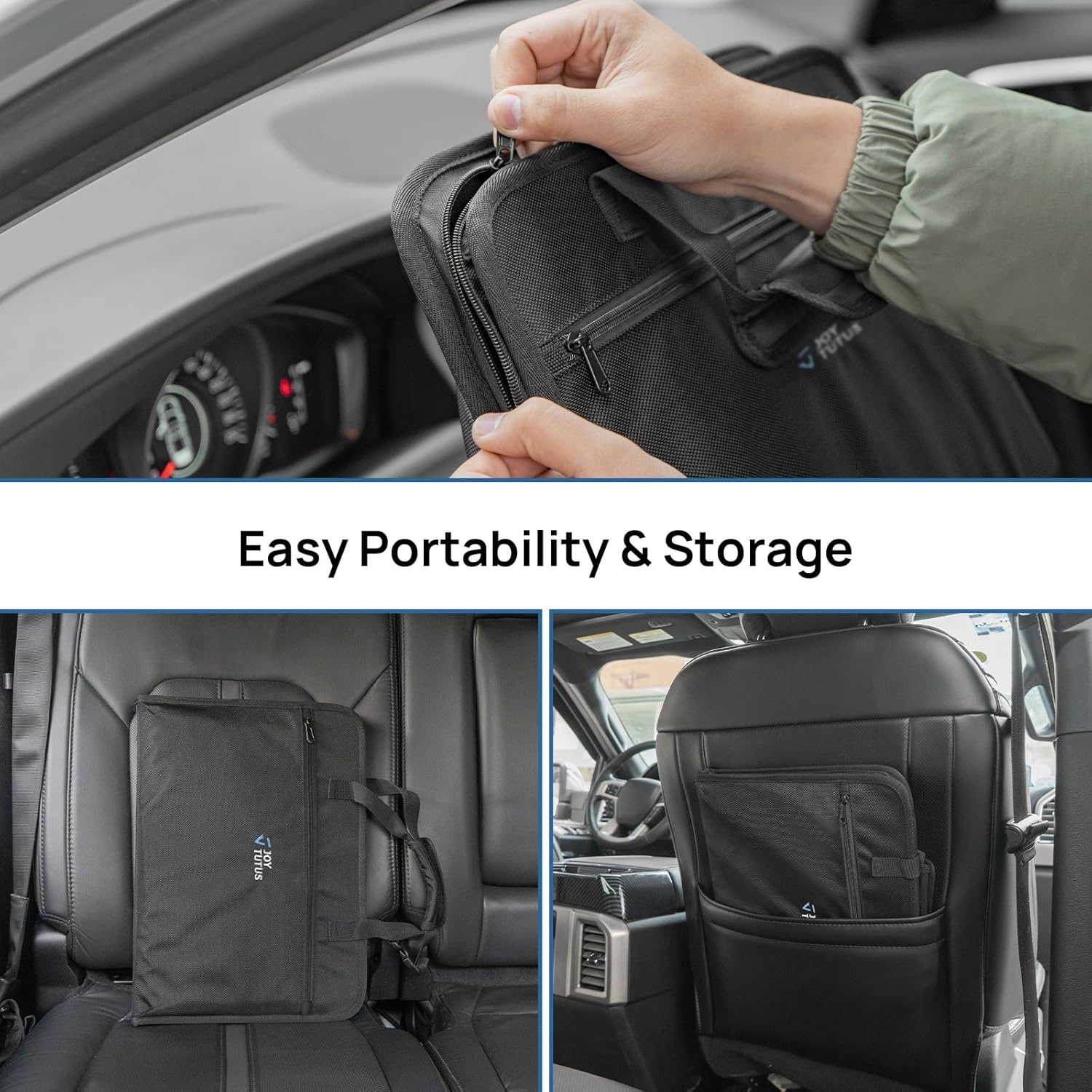 JOYTUTUS 3 in 1 Steering Wheel Eating Tray, Car Back Seat Laptop Desk, Multifunctional Office Bag, Car Work Table for Writing, Car Organizer for Kids, Commuters, Family - Blue image number 2