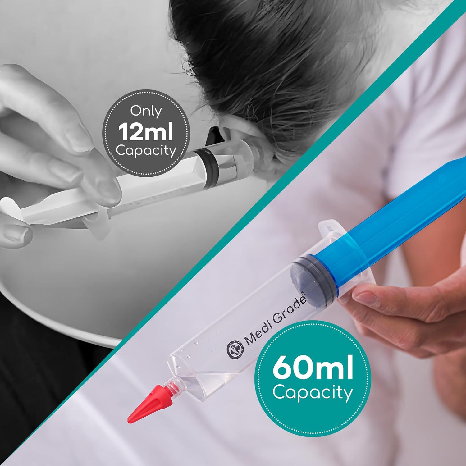 Medi Grade Large Ear Wax Removal Ear Syringe Kit with 3X Quad-Stream Tips, 60Ml - Natural Ear Cleaner Ear Wax Remover for and Aural Hygiene - Ear Wax Removal Kit Earwax Remover Tool image number 4