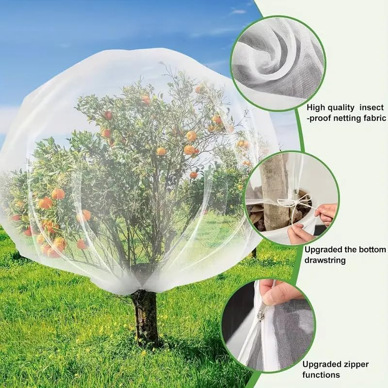 Large Fruit Tree Netting with Drawstring & Zipper, 5.9X7.8Ft Garden Protection Net - Reusable Anti-Bird Insect Netting for Fruit Trees, Plants, and Berry Bushes (5.9 * 7.8FT) image number 5